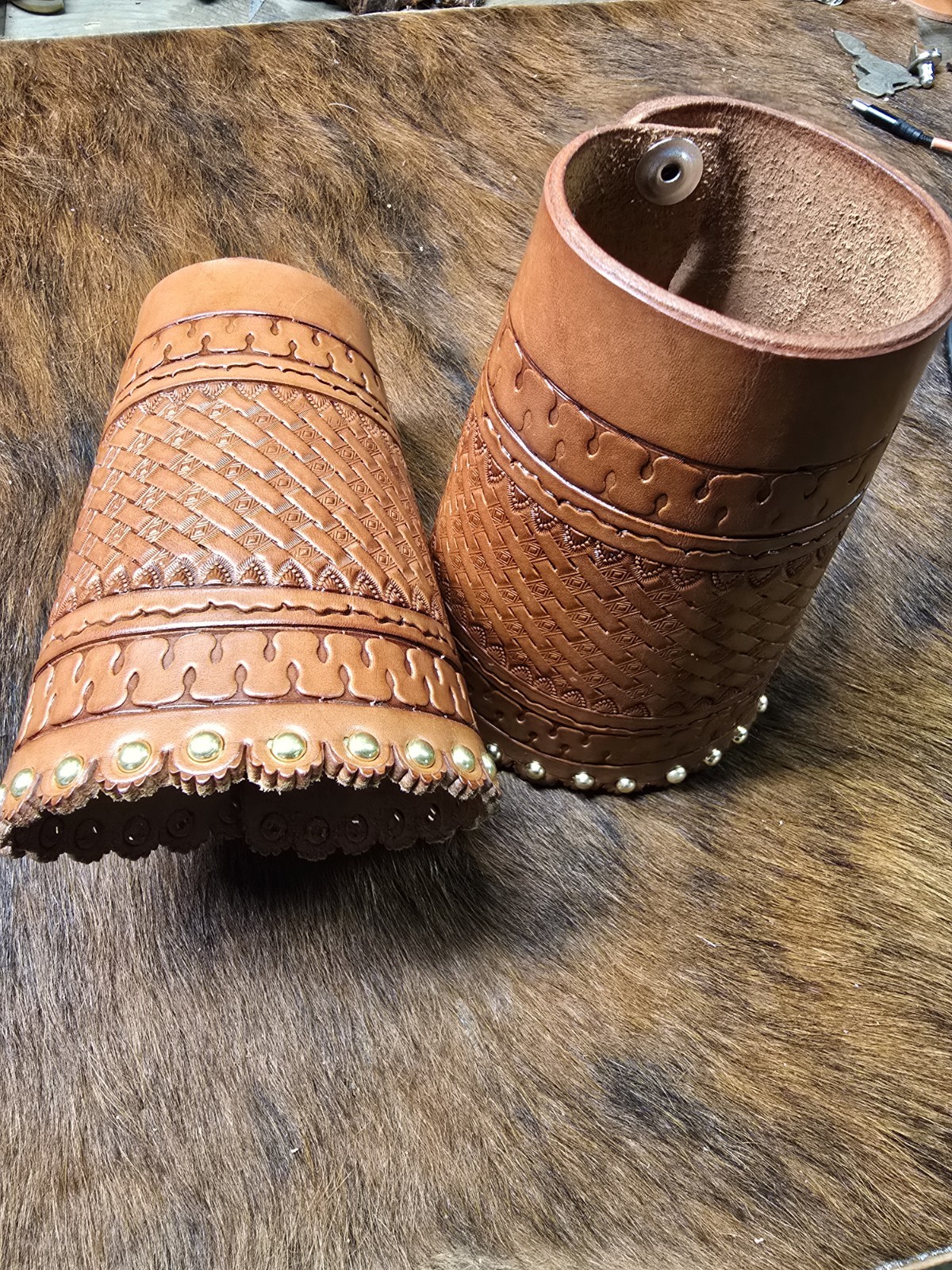 Leather Cowboy Old West Ranching Wrist Cuffs Hand Made In The USA.