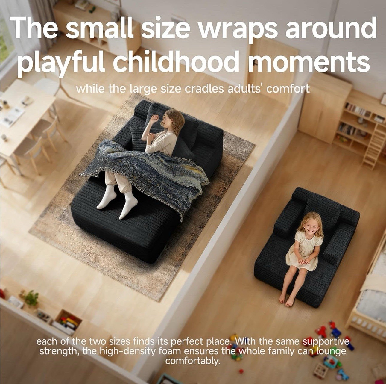 45'' Chaise Lounge Chair Indoor, Corduroy Upholstered Boneless Sofa Bed, Deep...