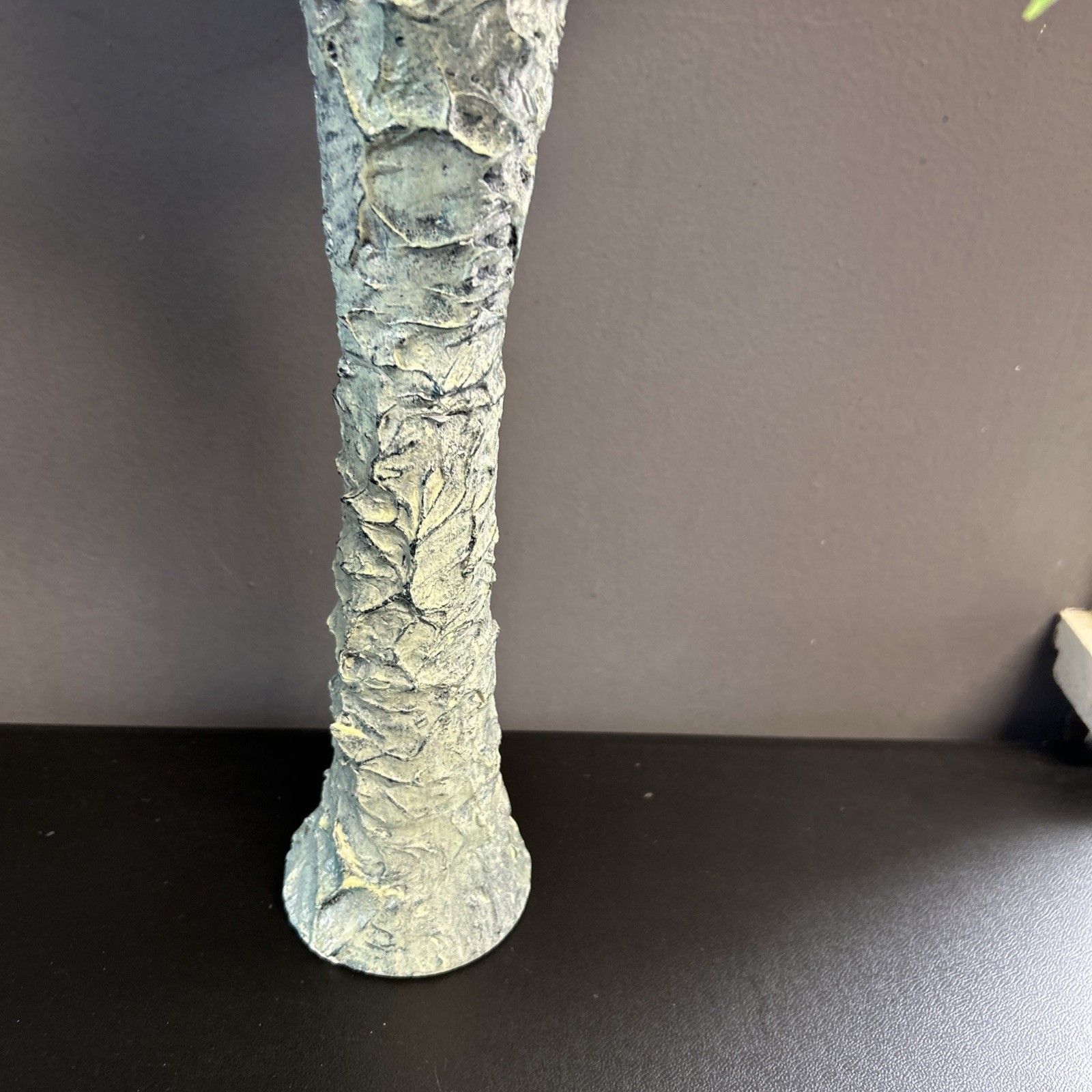 Upcycled Tall Vase Grunge Moody Textured Painted White Waxed Resin Blend 15”