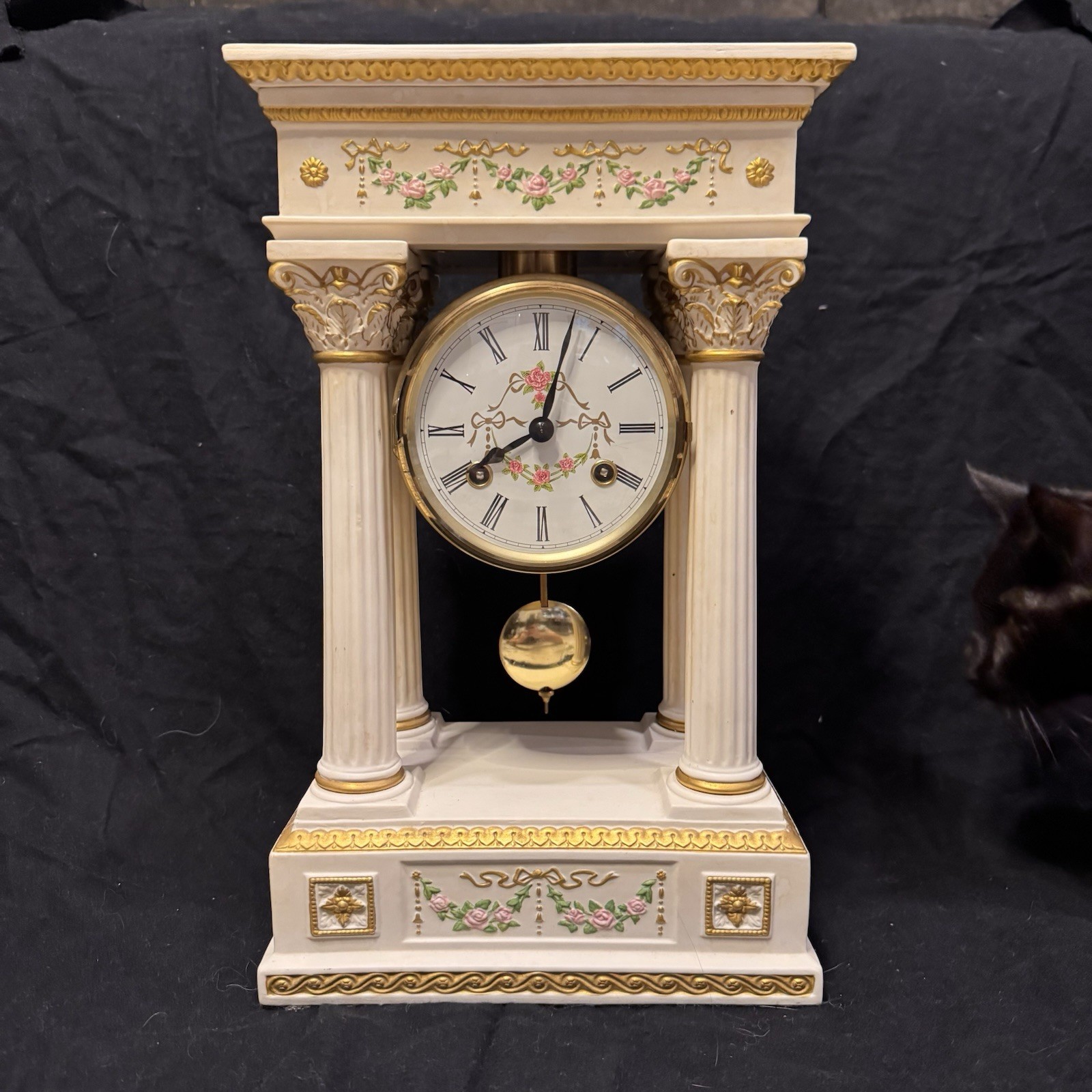 Franklin Mint & Hermle Empress Josephine bisque-porcelain clock
