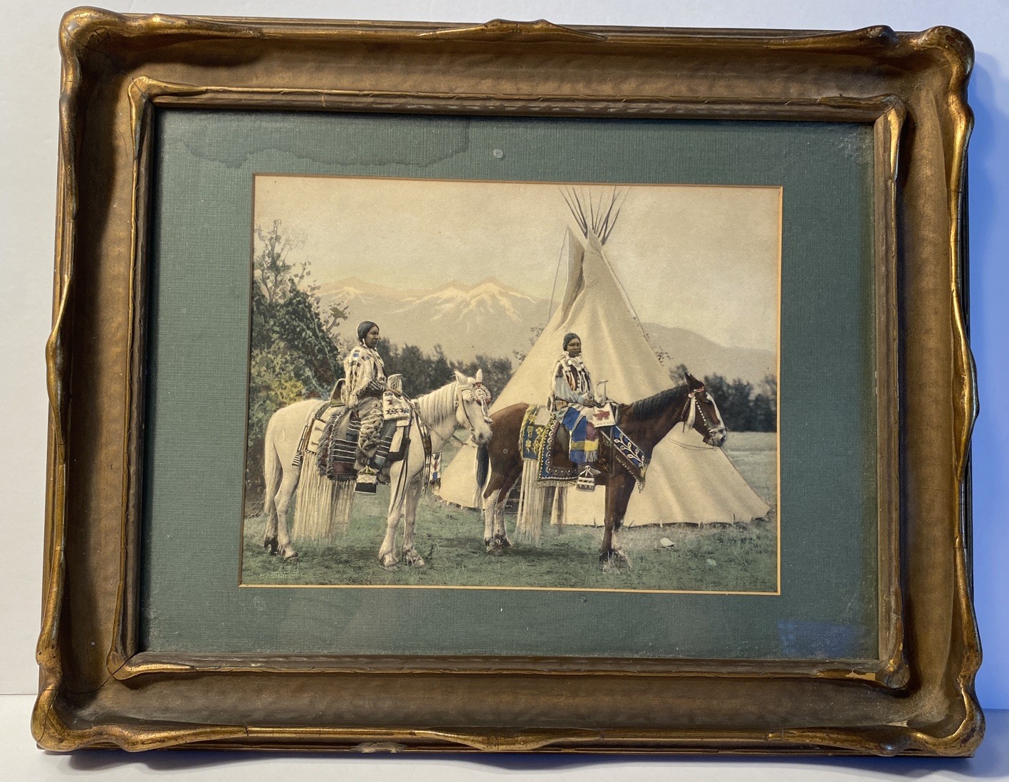 Hand Tinted Native American Photograph- Arts and Crafts Frame: Circa 1900s
