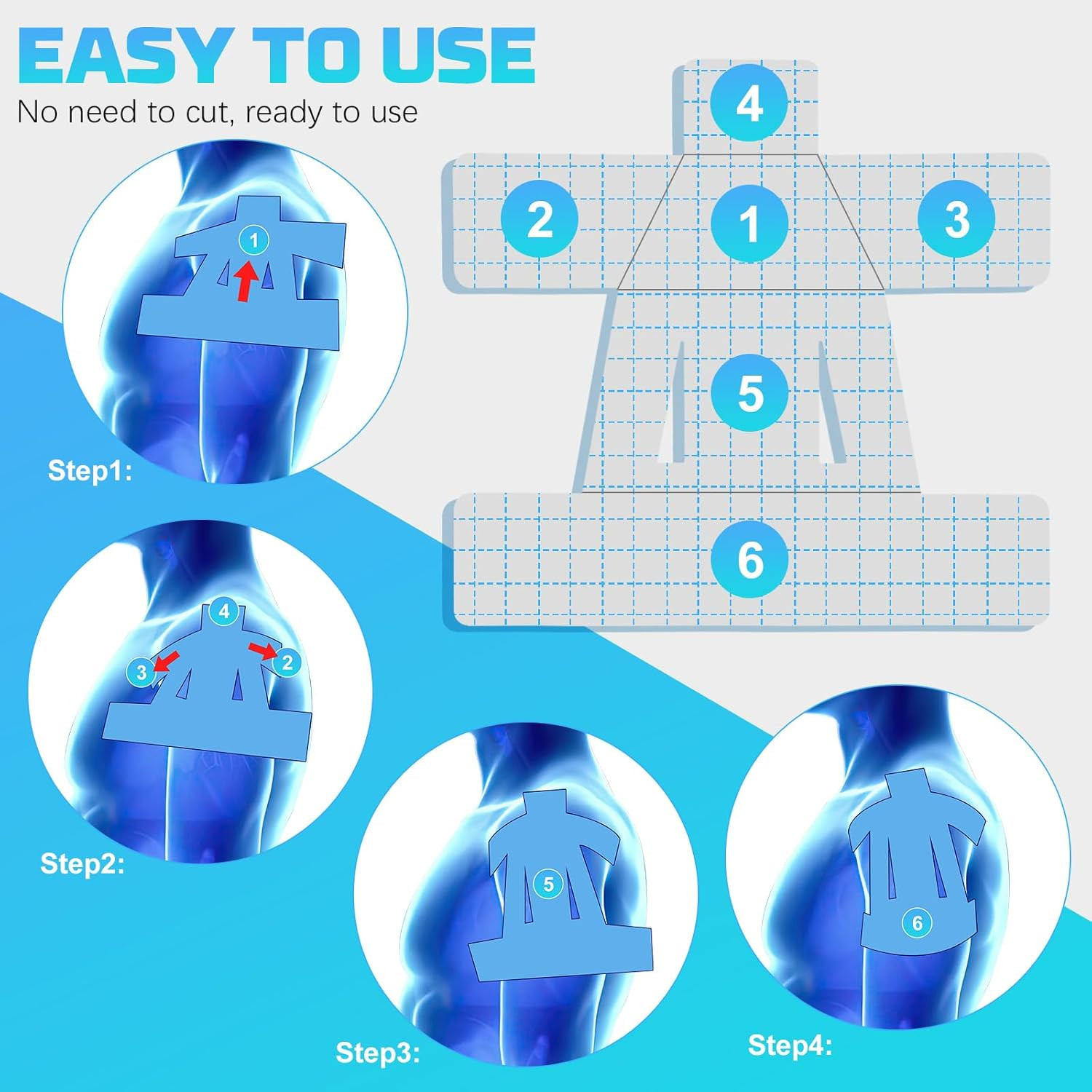 Kinesiology Tape for Shoulder Precut Strips 15pcs Elastic Breathable Support