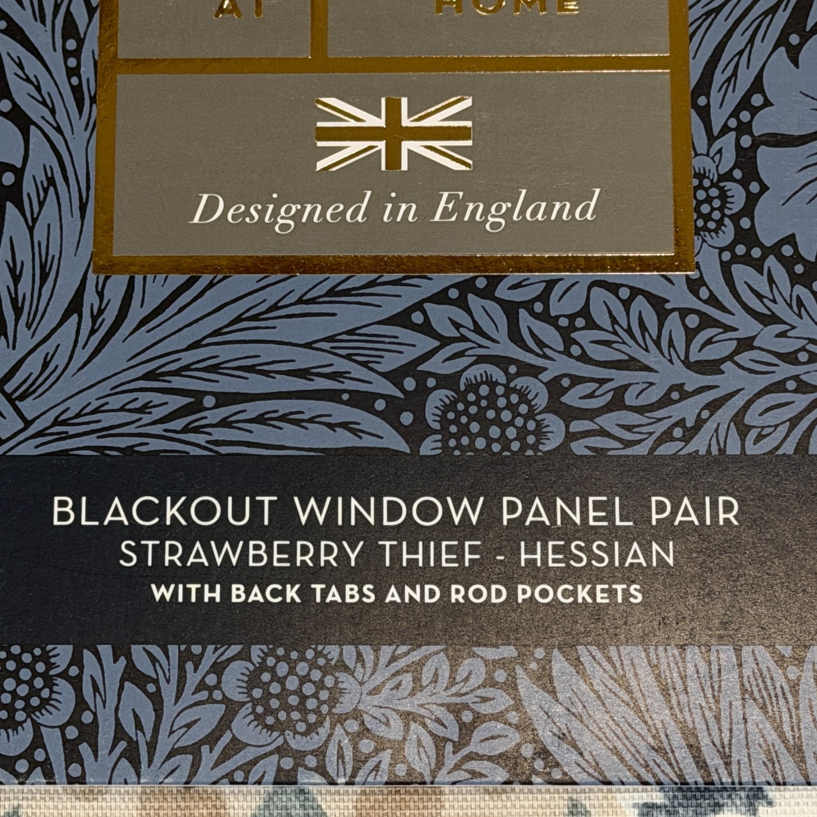 William Morris Strawberry Thief Hessian Blackout Curtain Panel Pair 50"x84” NEW