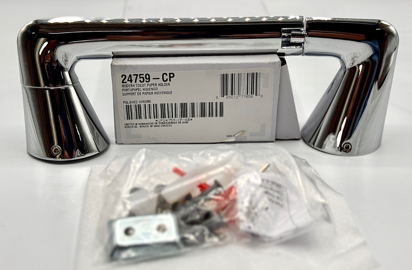 New Kohler 24759-CP Modern Wall Mounted Toilet Paper Holder - Polished Chrome