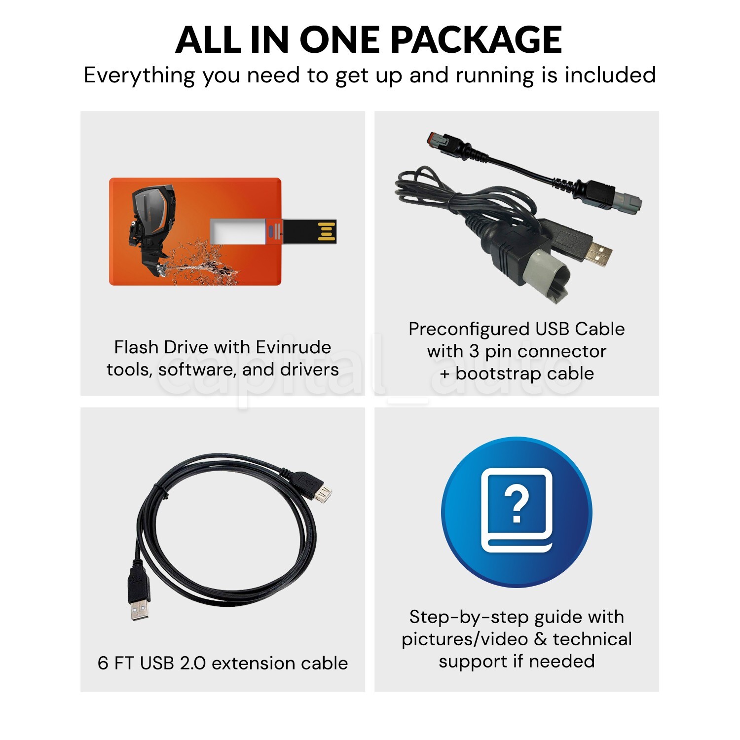 Diagnostic USB Cable tool KIT for Evinrude ETEC and FICHT with Bootstrap Cable