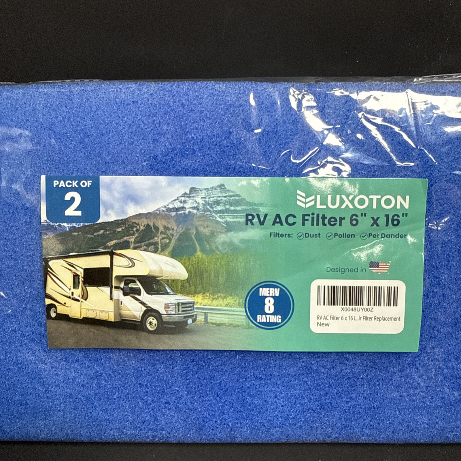 (2) RV AC Reusable Filters | 6 x 16 inches MERV8 | Replacement for Coleman Mach