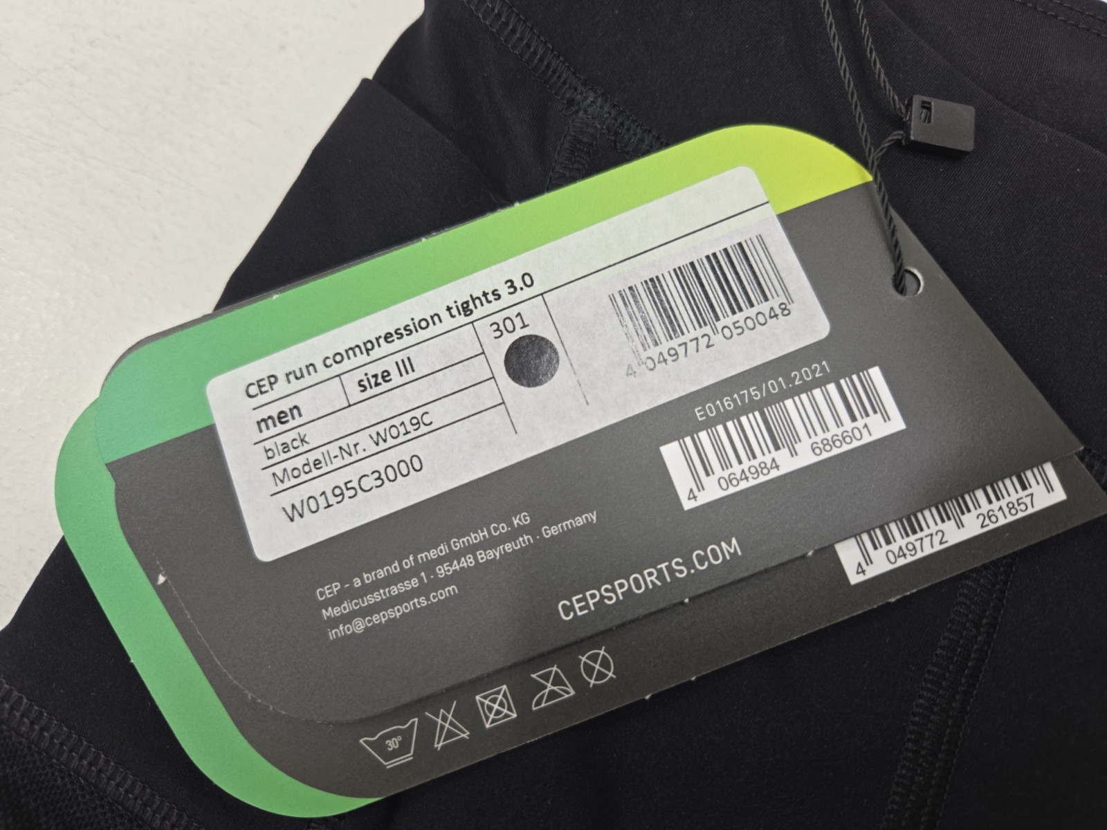 CEP Black Compression Run Tights 3.0 Size III/M Mens NEW