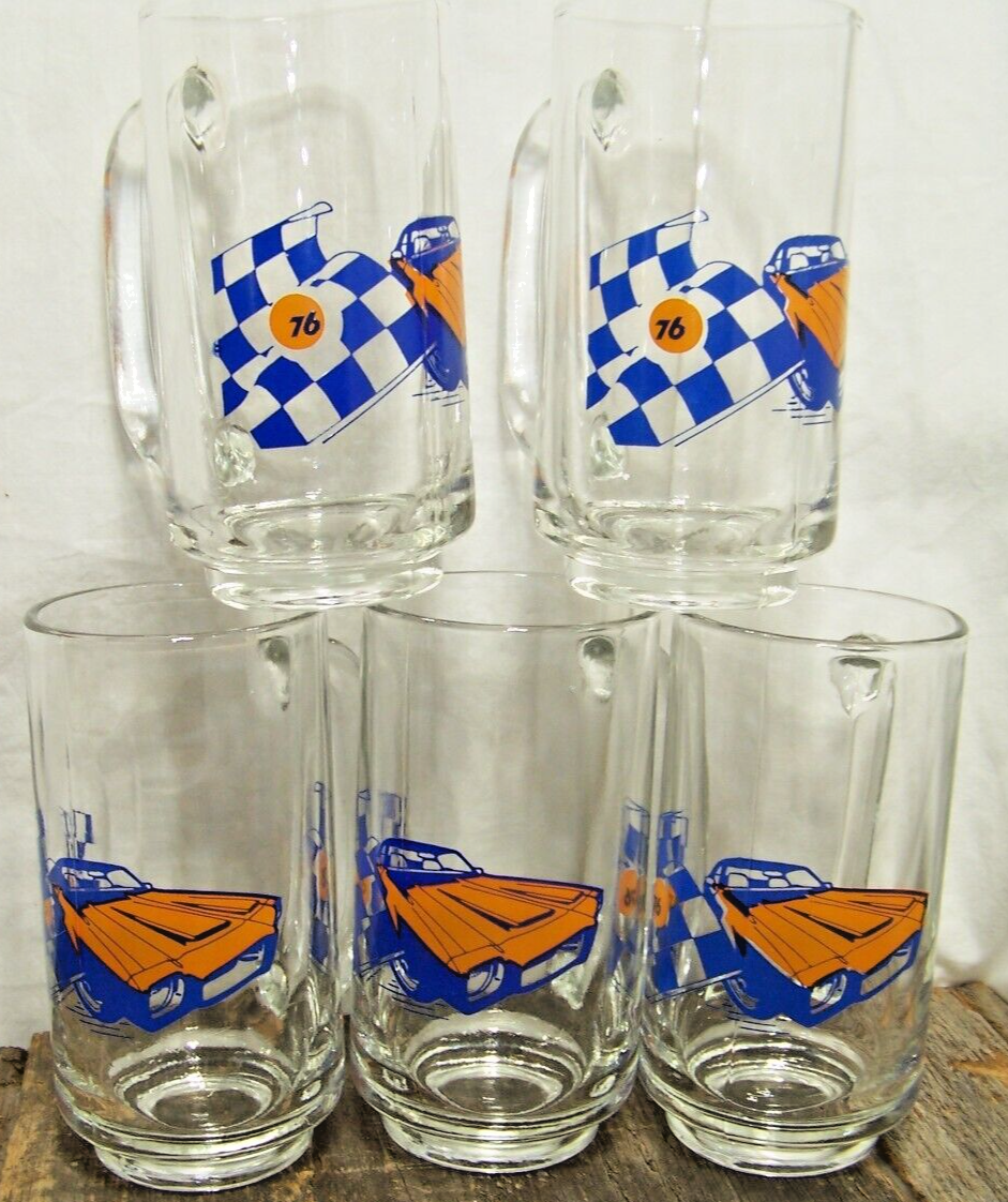 Union 76 Gasoline Pontiac Firebird Checkered Flag Racing 12oz Glass Beer Mug🏁👀