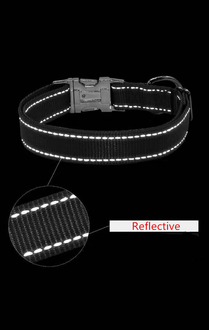 Personalized dog collar engraved custom ID Tag Name Number Nylon reflective S-XL