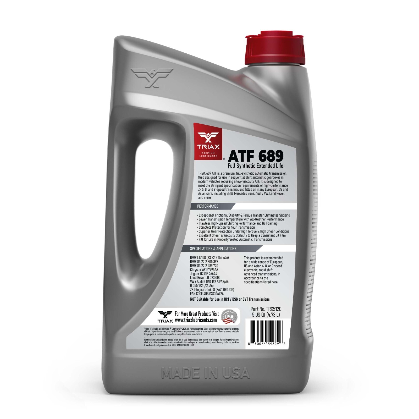 TRIAX ATF 689 Full Synthetic for ZF 6HP, 8HP, 9HP Transmissions (5 Qt; 3 Pack)