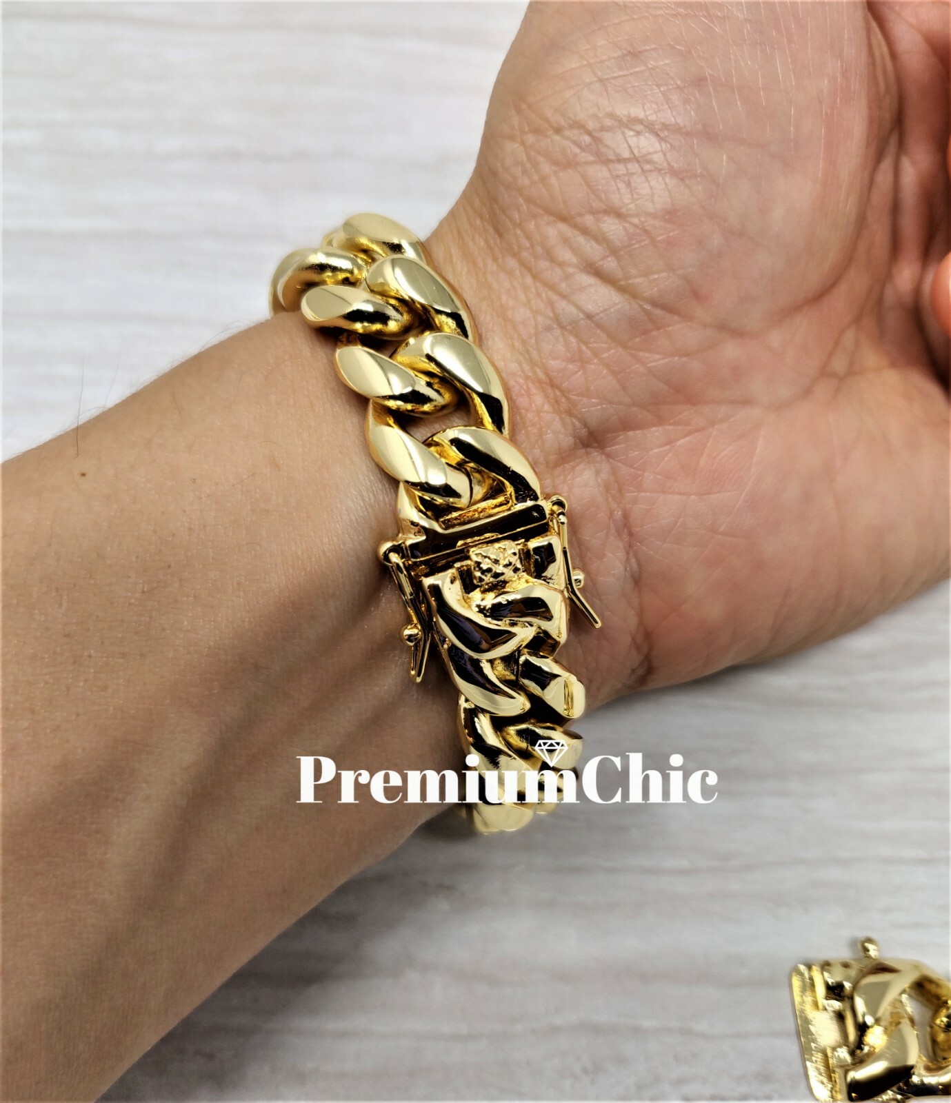 Mens Miami Cuban Link Bracelet 14k or 18K Gold Plated Stainless Steel Hip Hop