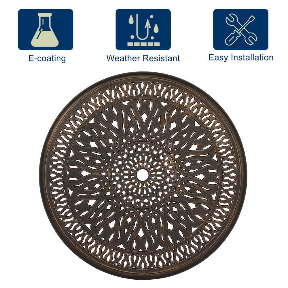 Outdoor Patio Cast Aluminum Dining Bistro Conversation Table with Umbrella Hole