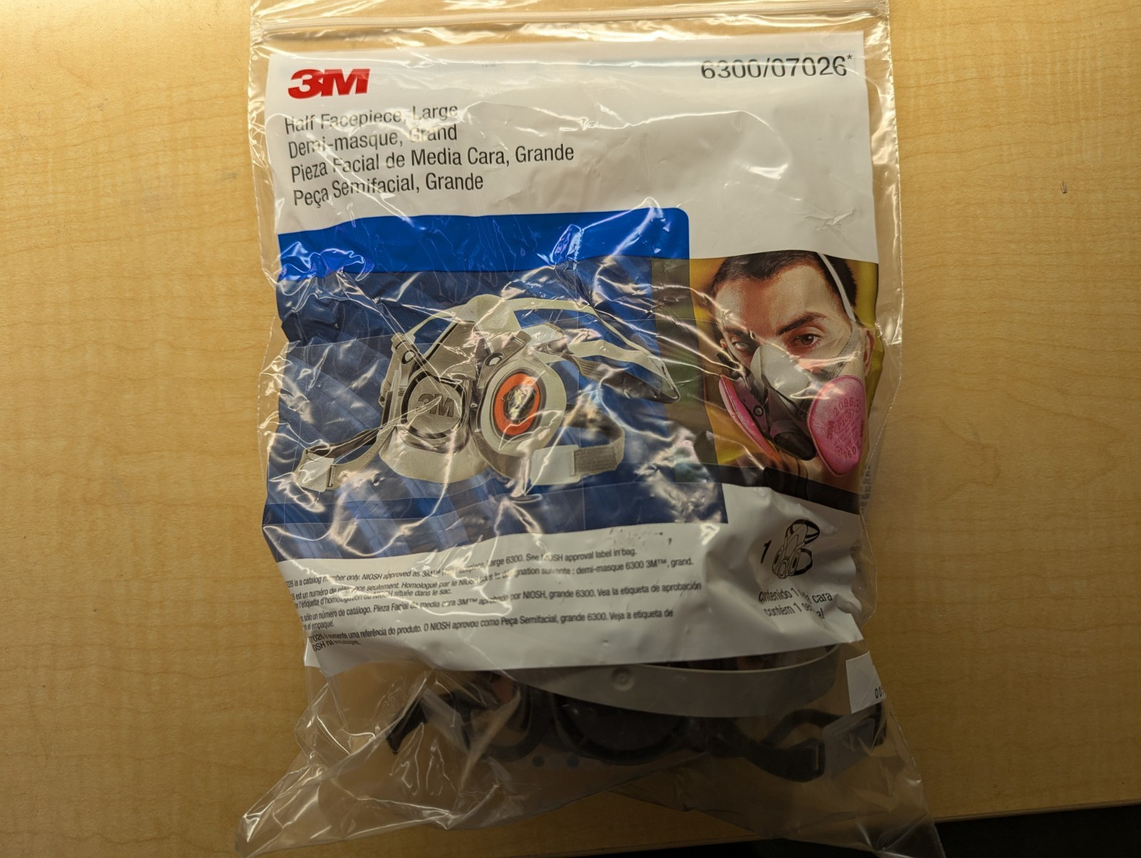 3M 6300 Half-Face Reusable Respirator, NIOSH, Bayonet, 4-Point, Large,