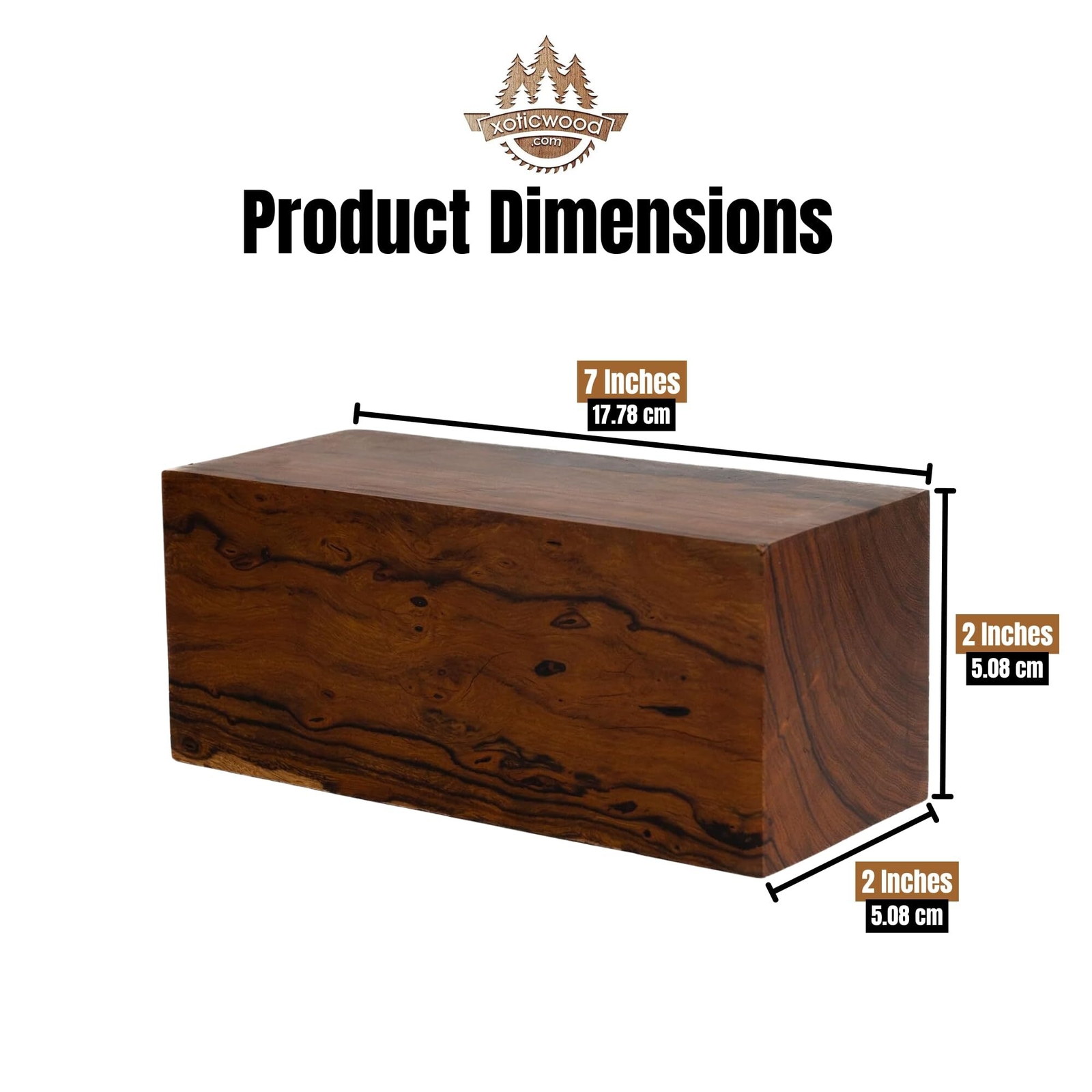 Exotic Hardwood - Ironwood Lumber Turning Blanks - 7 x 3 x 3 inches - Pack of 1