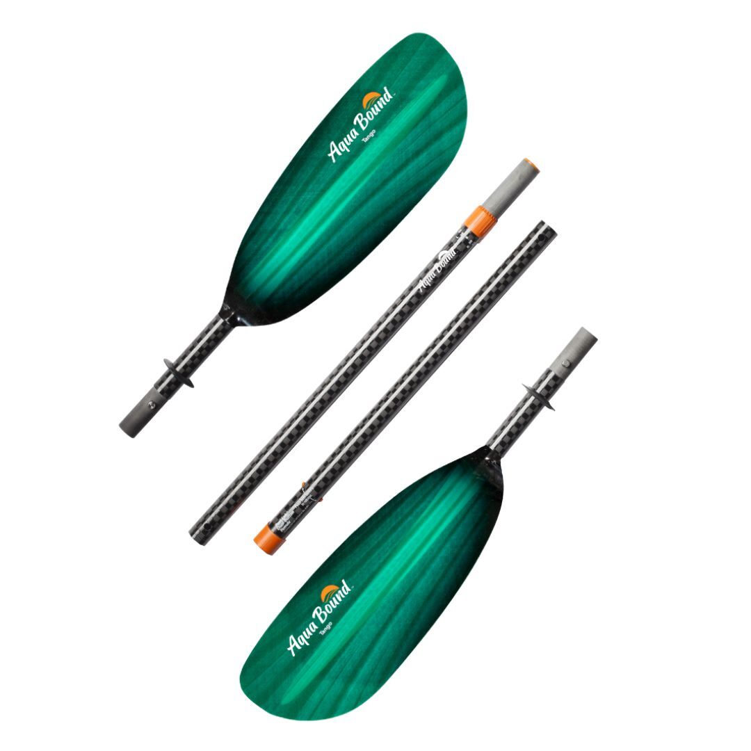 Aqua Bound Tango Fiberglass 4-Piece Kayak Paddle, Green Tide, 240cm