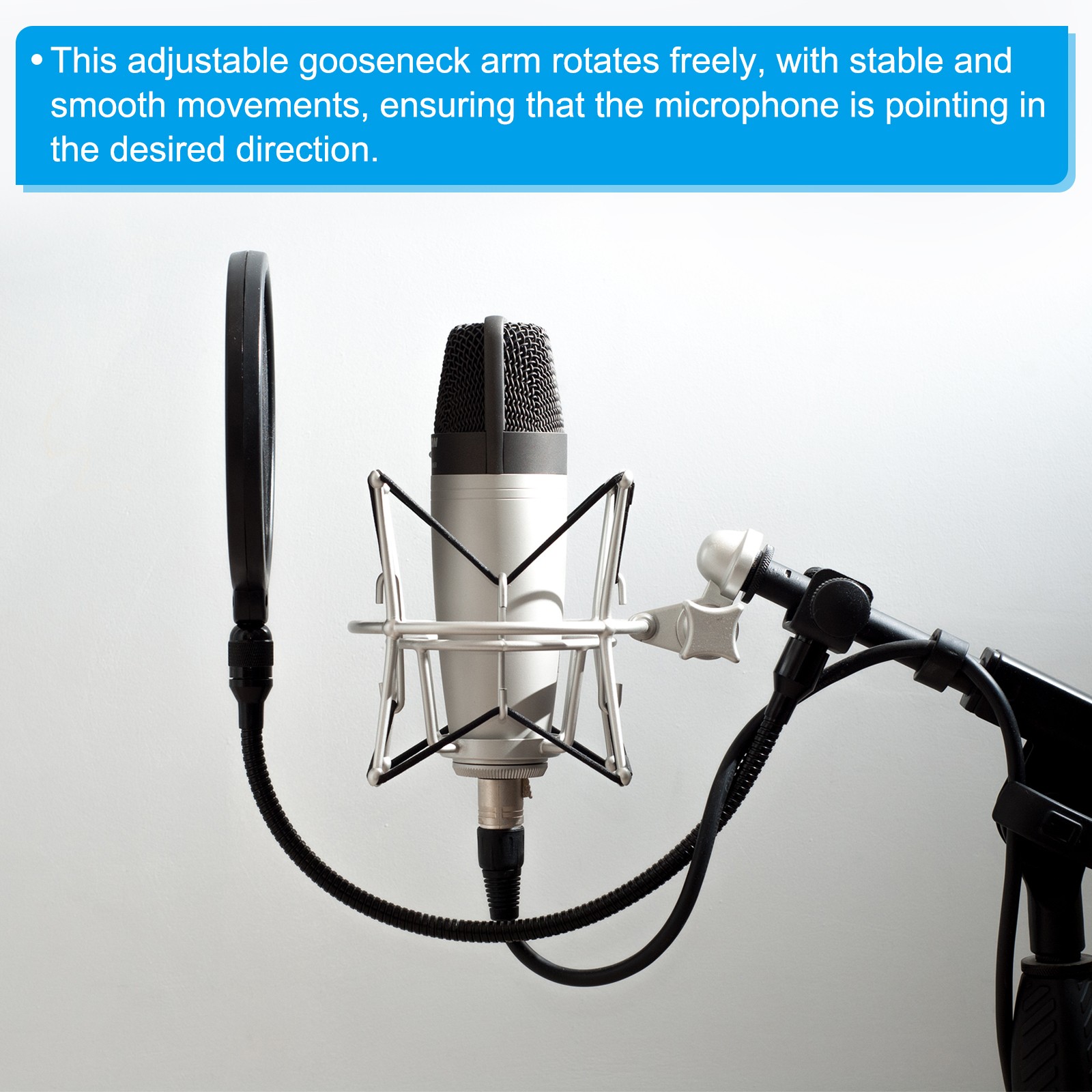 8" Microphone Gooseneck 5/8"-27 Thread Metal Universal Hose Flexible Arm Tube