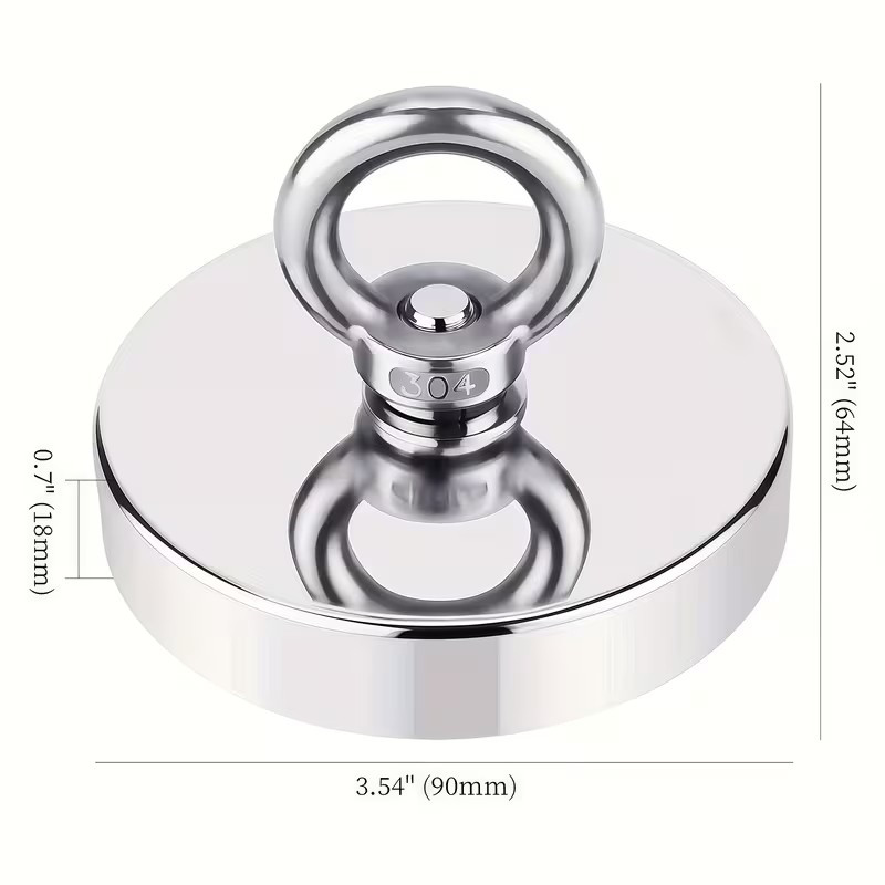 3000 lbs Fishing Magnet Full Kit, Rope, Gloves, Hook, Scraper.etc Case Free Ship