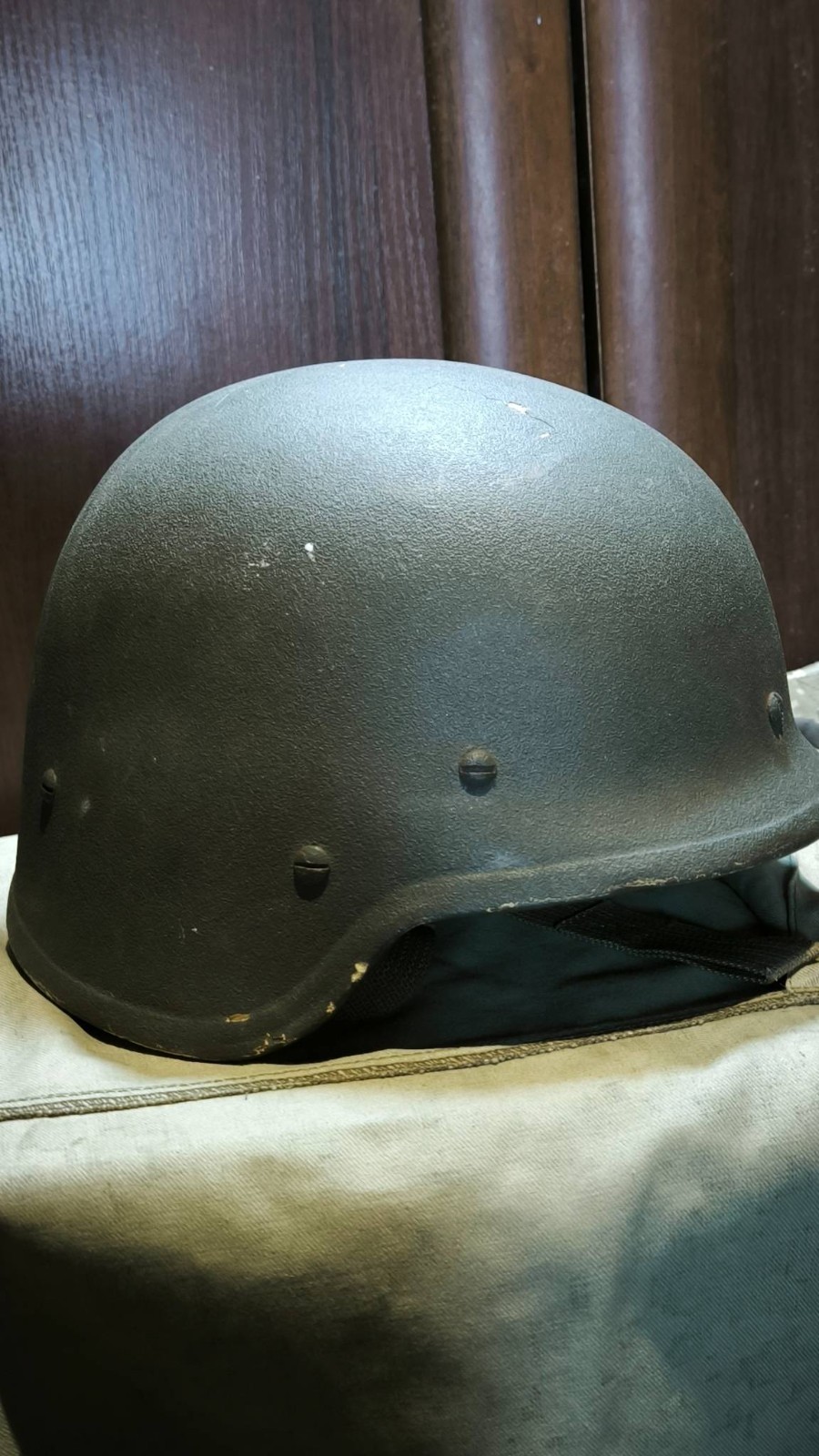 Original helmet of a Russian soldier. Donetsk region, Ukraine