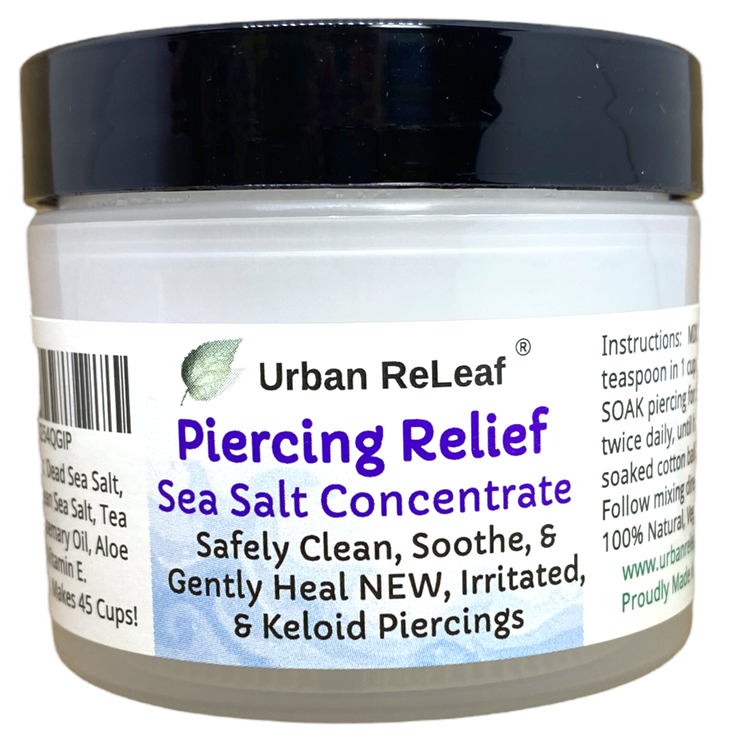 Urban ReLeaf Piercing Relief Sea Salt Concentrate Jar! Red Keloid Bump Heal Fast