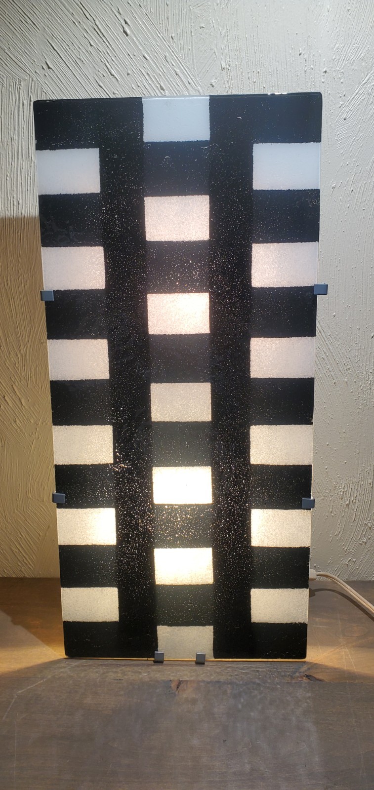 Vintage IKEA Gyllen Black White Checkers 3D Wall Mounted Light Art Piece Y2K