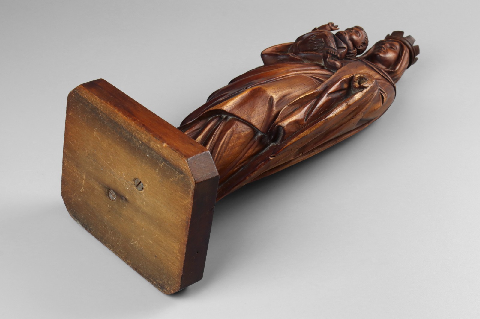 Antique 19th Century Carved Wood Virgin Mary Madonna & Child Statue Sculpture