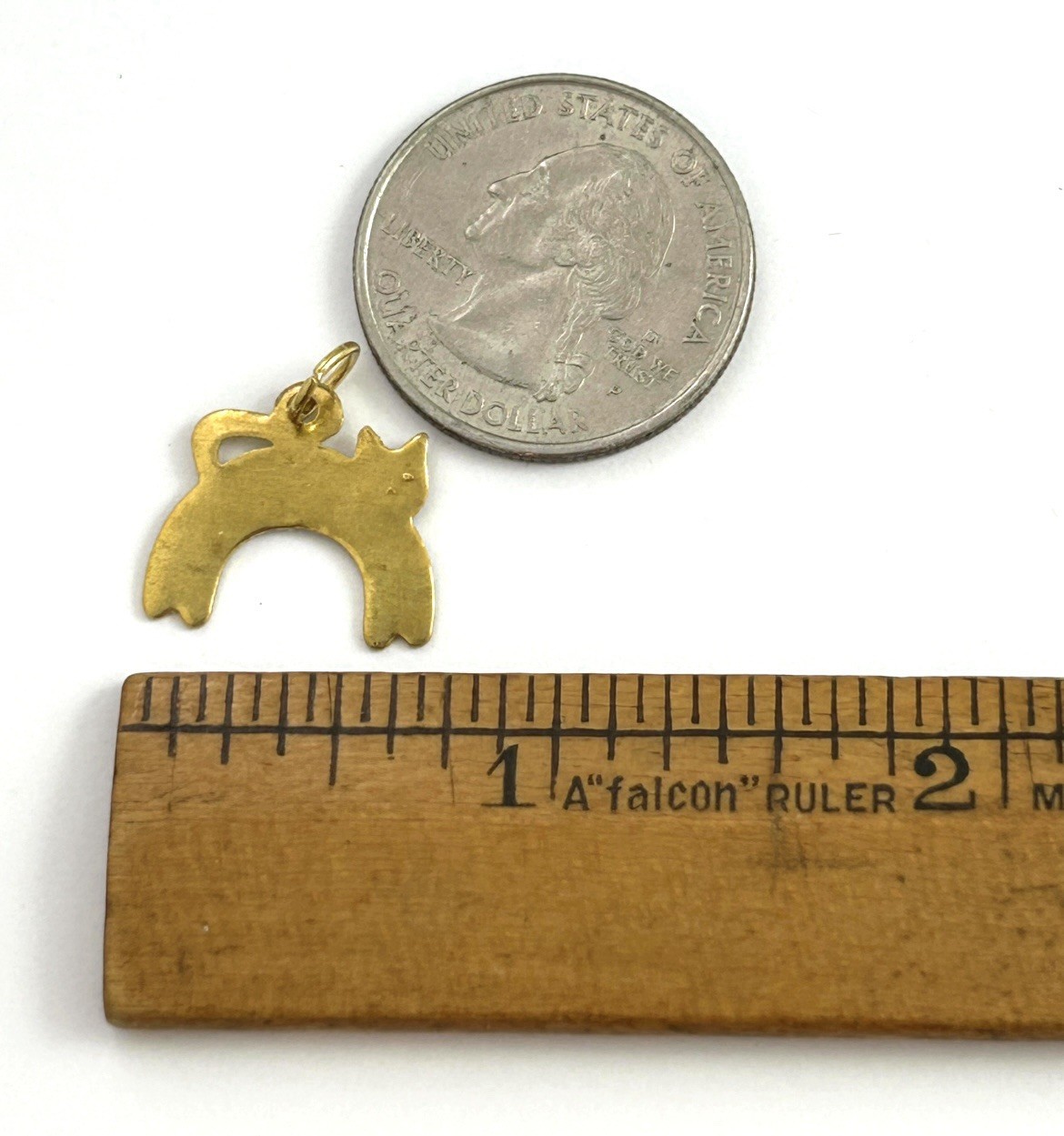 Vintage Cat Charm Necklace Pendant Kitten Kitty Vintage Jewelry Etched Brass