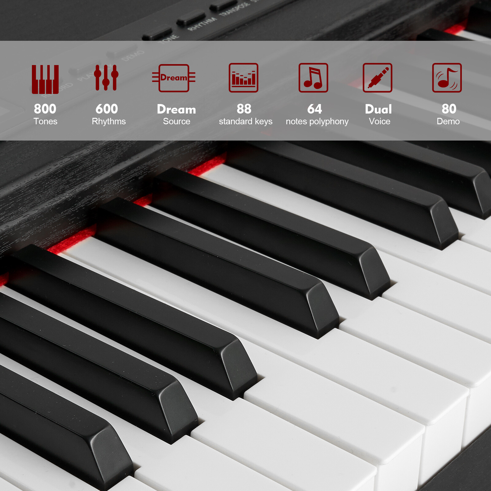 Black 88Key Full Weighted Hammer Action Digital Piano Keyboard w/Pedal,Stand,Bag