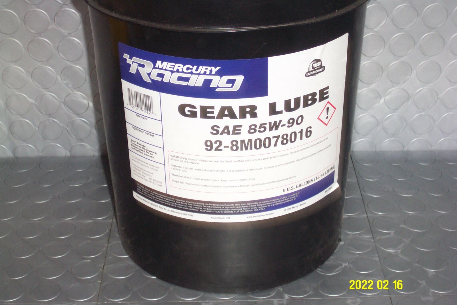Mercury Racing Gear Oil 85w 90 Marine High Performamce 5 Gal OEM 92-8M0078016