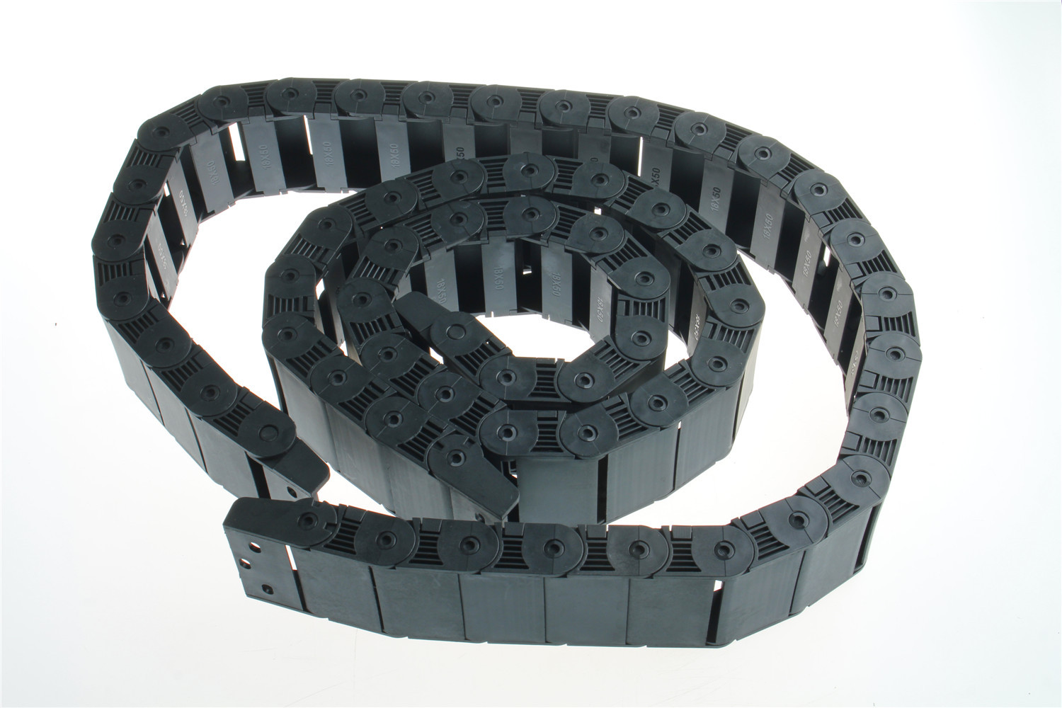 2X R38 18x50mm Black Nylon 1M Semi Closed Cable Drag Chain Wire Carrier For CNC