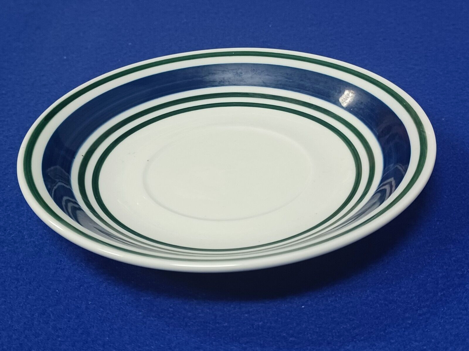 Mainstays Home Flat Cup & Saucer Sets Blue & Green Stripes Set of 4