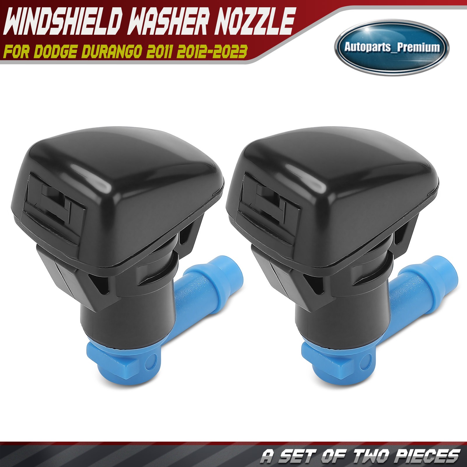 2x Front LH & RH Windshield Washer Nozzle Fan w/ Gaskets for Dodge Durango 11-23