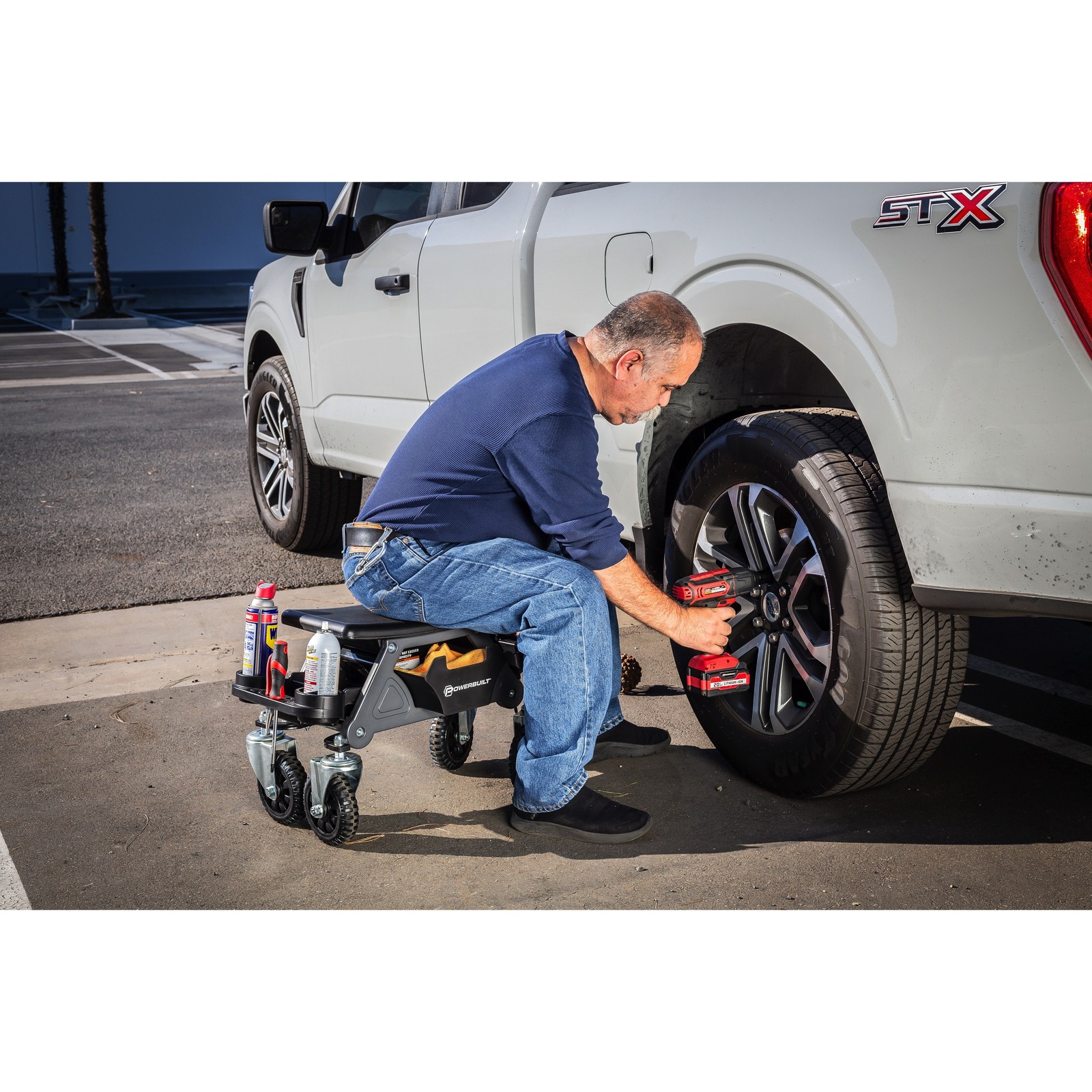 Powerbuilt Big Wheel Heavy Duty Mechanic's Rolling Seat - 642965ECE