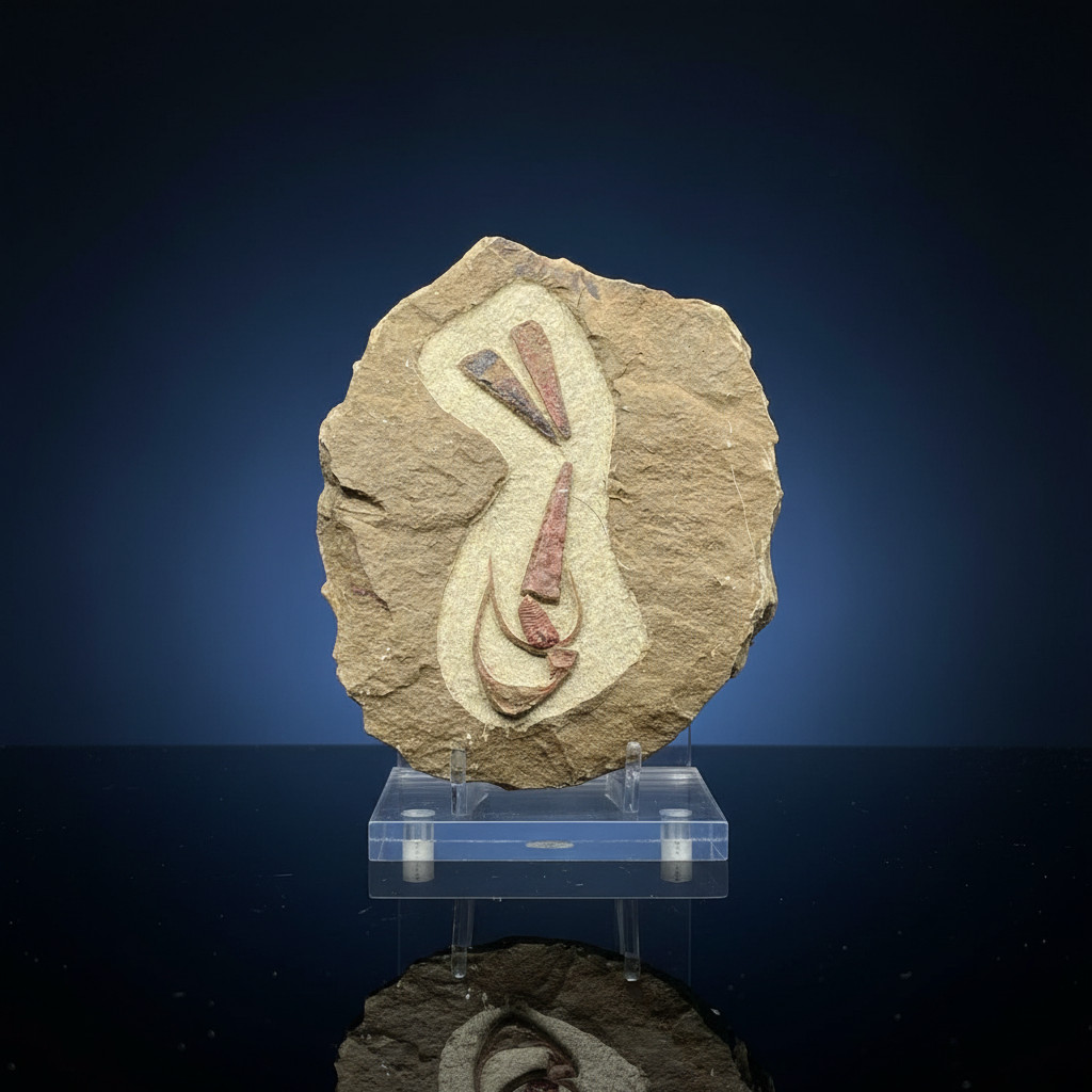 Rare Ordovician Life Plate: Euloma, Orthoceras & Ampyx Association