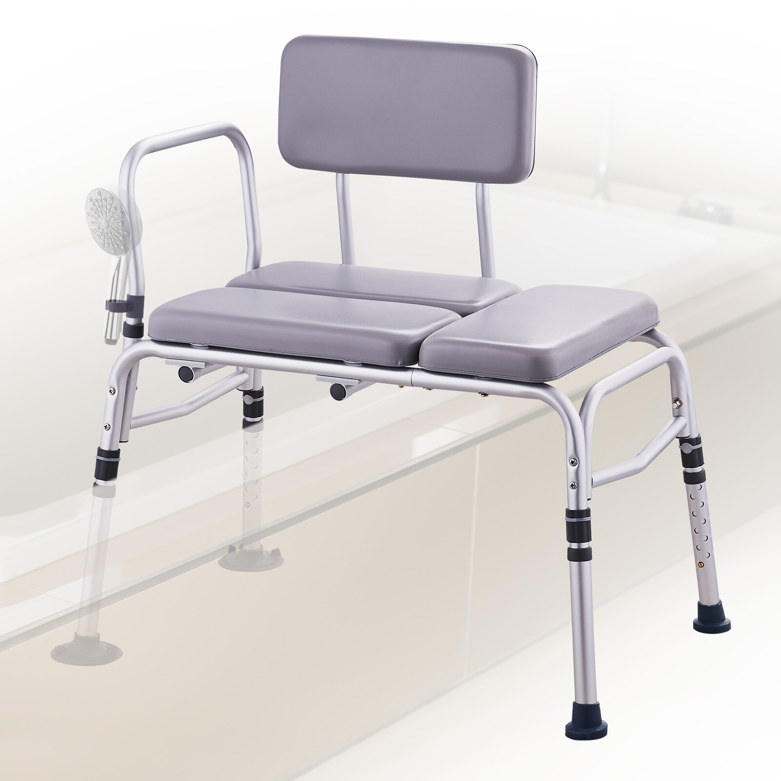 VEVOR Tub Transfer Bench Shower Seat with Reversible Backrest