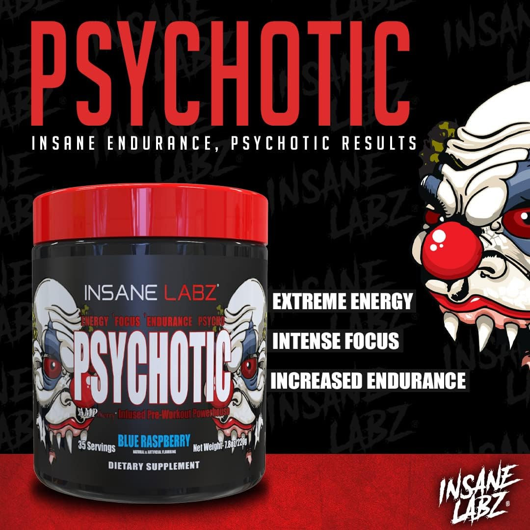 INSANE LABZ PSYCH-O-TIC Pre-Workout Powerhouse Energy Focus Endurance 35 Serving