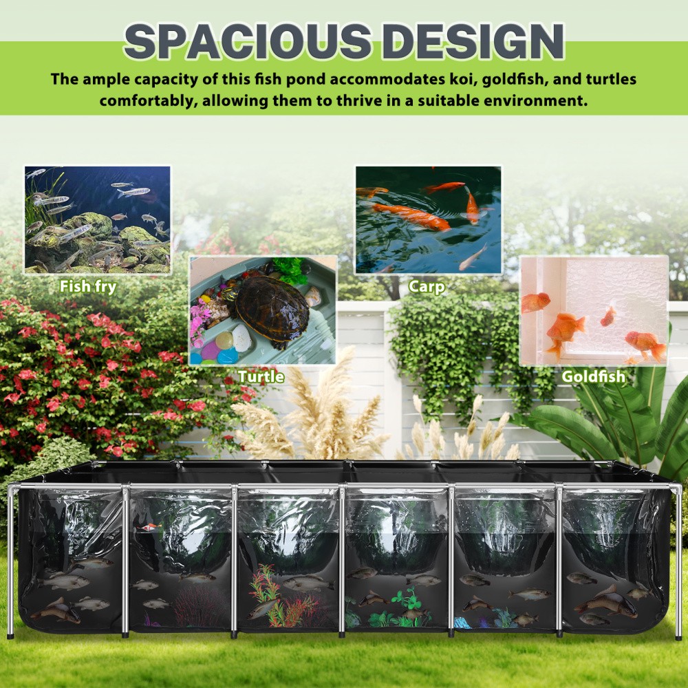 KOI Aquarium Tank Above Ground Fish Pond 750 Gal Foldable Canvas Fish Pool Pond