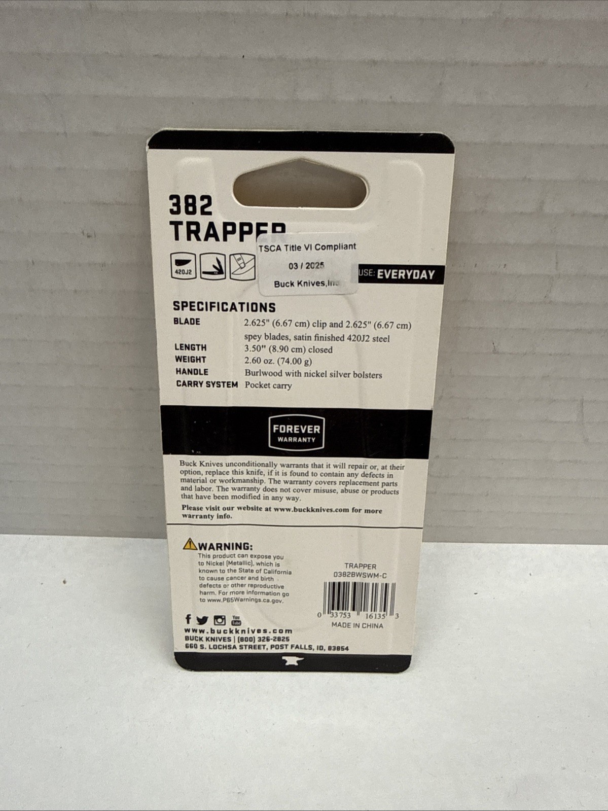 Buck Knives 382 Trapper C Folding Pocket Knife, Dual 2.63 in Clip and Spey