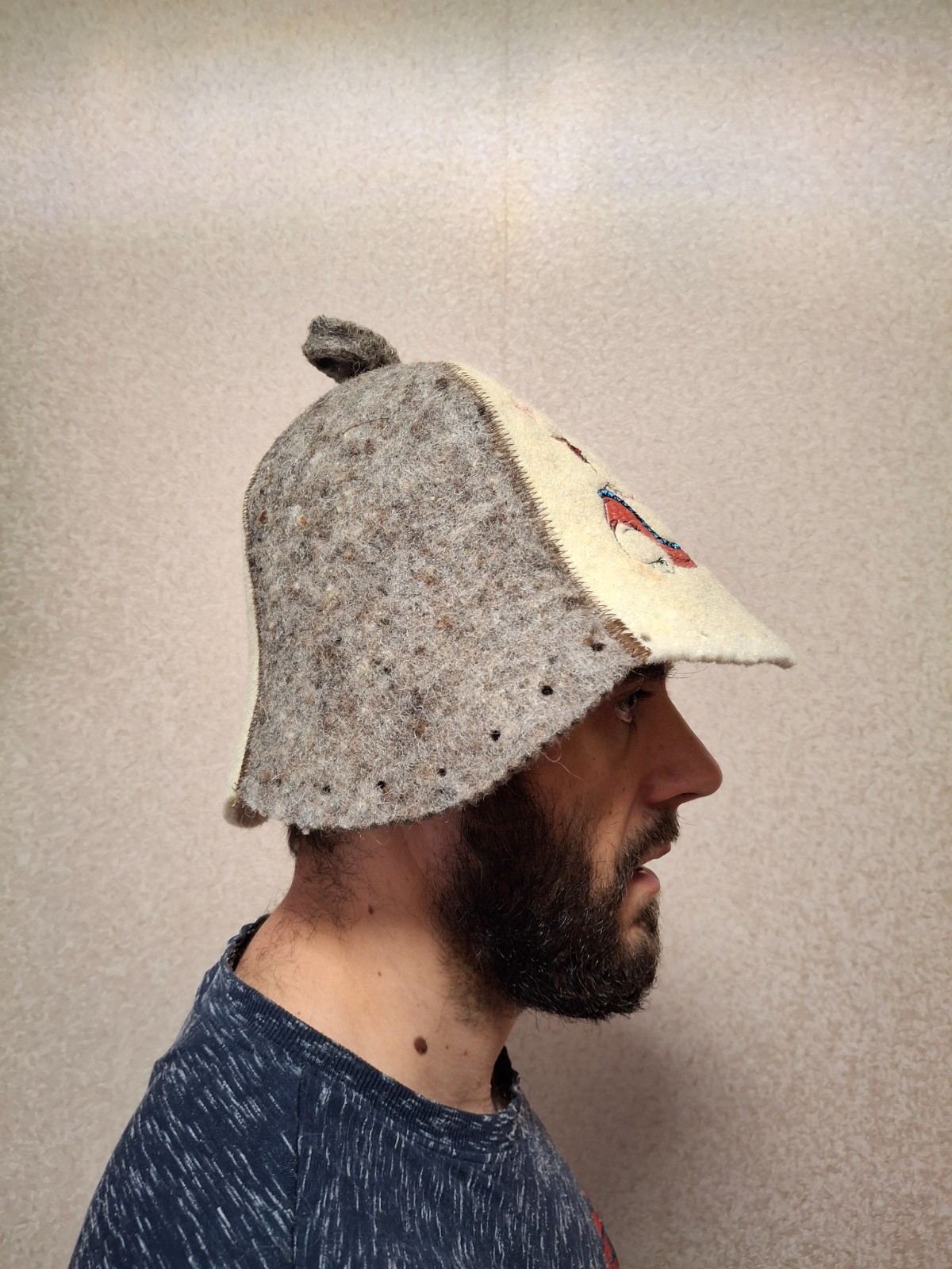 Wool sauna hat for women Funny felt banya hat Gift accessories to saunahut Chris