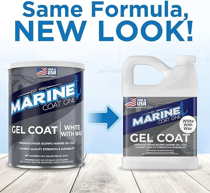 Marine Coat One, White Gelcoat Repair Kit For Boat - (White With Wax, Gallon)