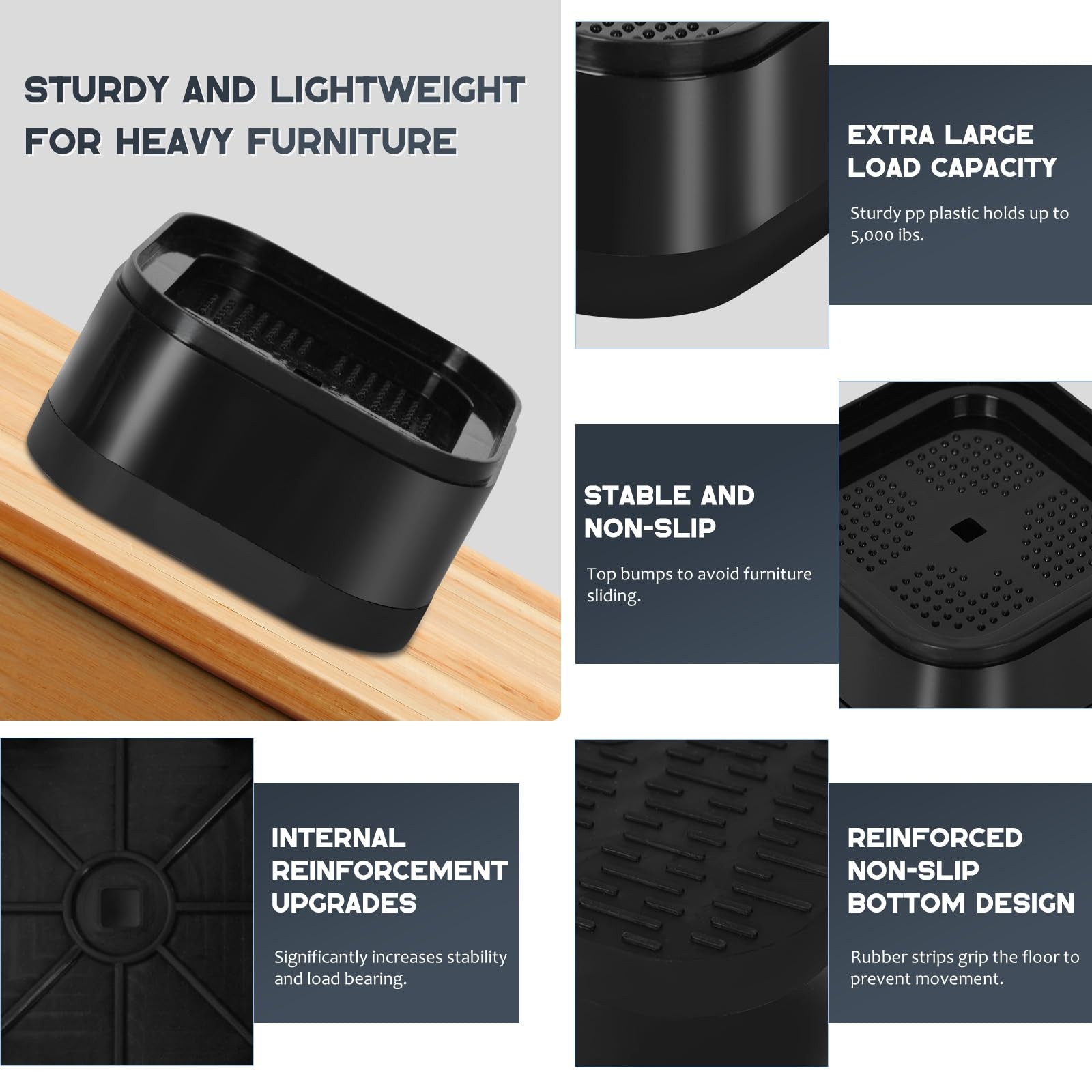 12 Pack Furniture Risers Adjustable Bed Risers 1 Inch Heavy Duty for Couch De...