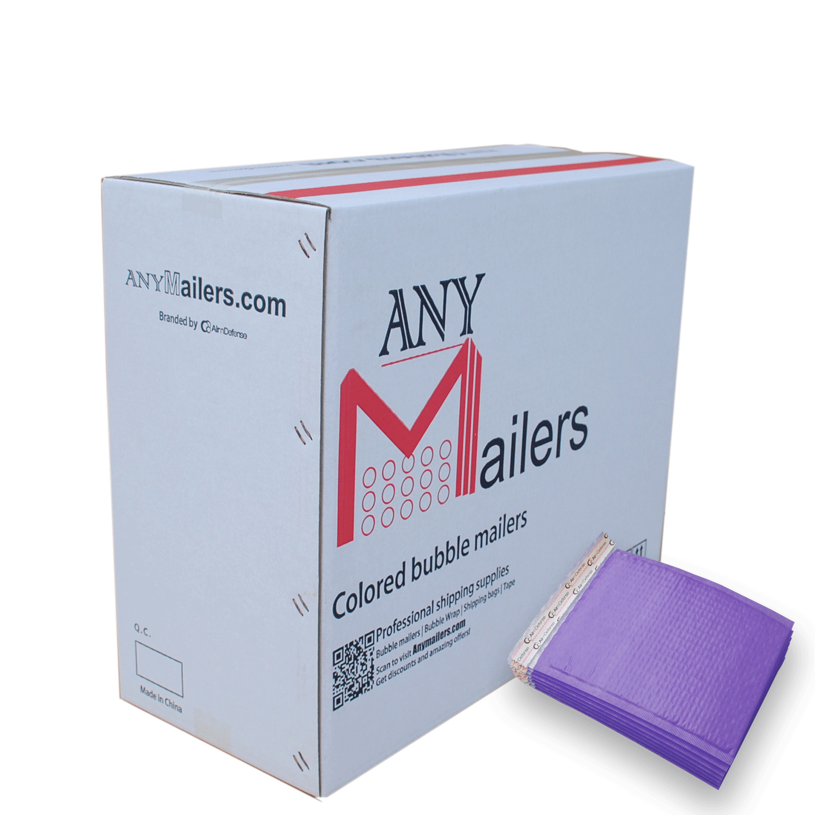 AirnDefense 1000 #0 6.5X10" Purple Poly Bubble Mailers Shipping Padded Envelope