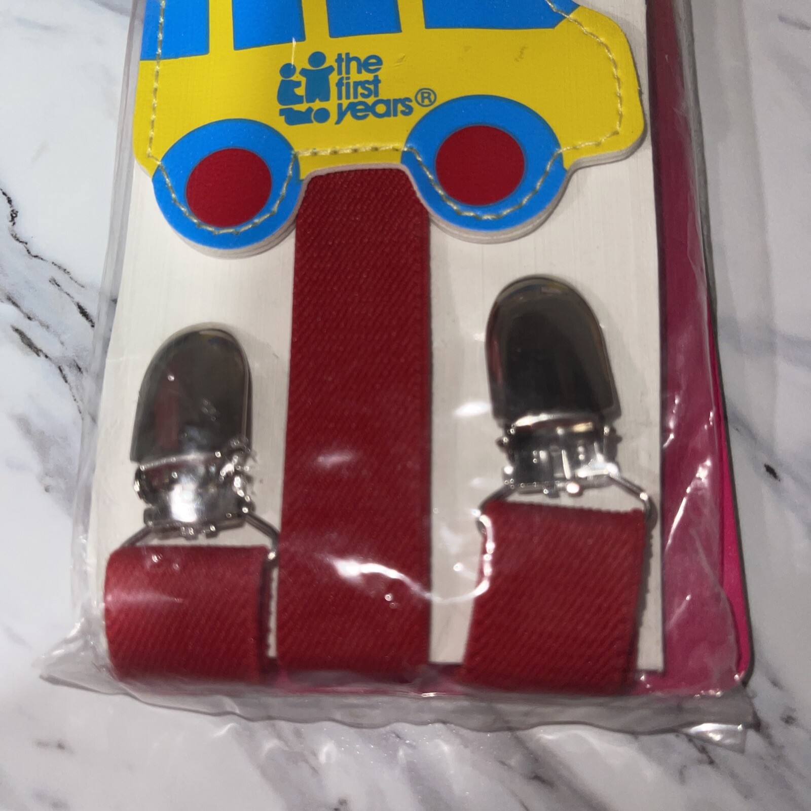Vintage 1990 The First Years Toddler School Bus Suspenders 12 Months to 3 Years