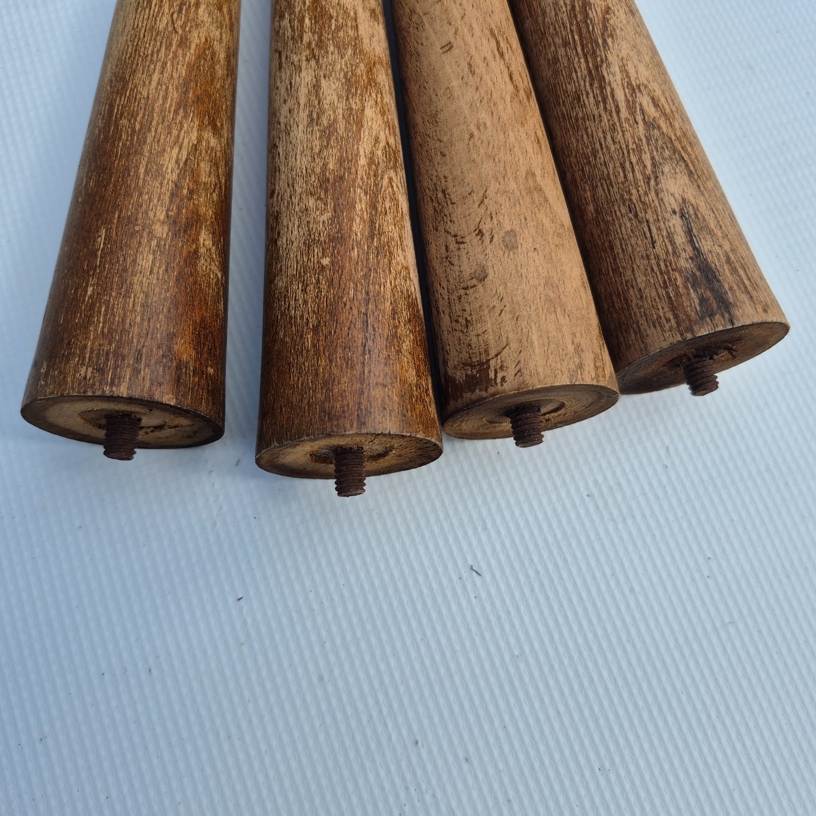 4 Mid Century Modern 12 1/2 Inch Table Legs Tapered, Wood Turned 1950s - 60s