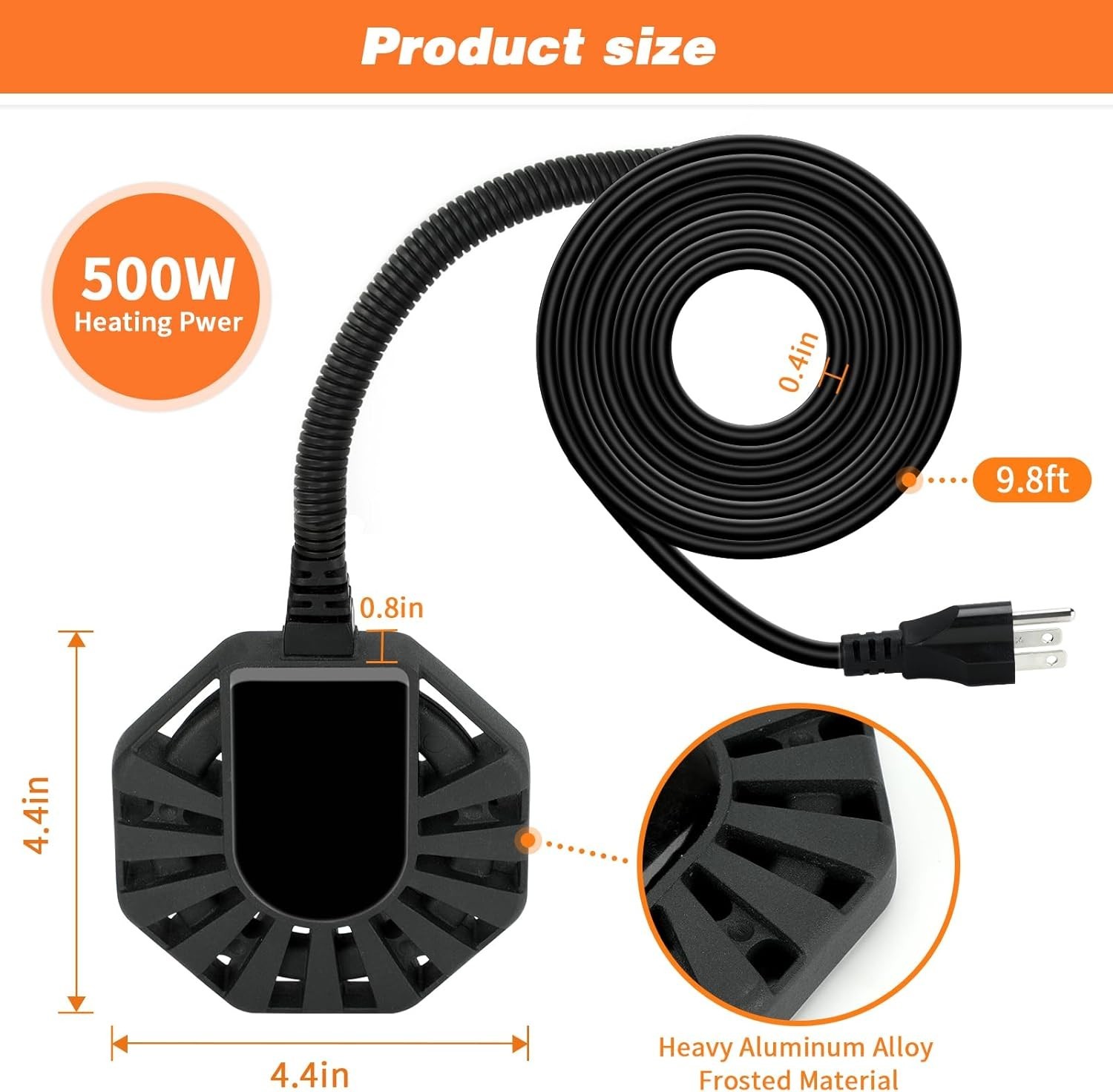 500W Horse Water Heater, Thermostatic Cattle Water Trough Heater for Large Capac