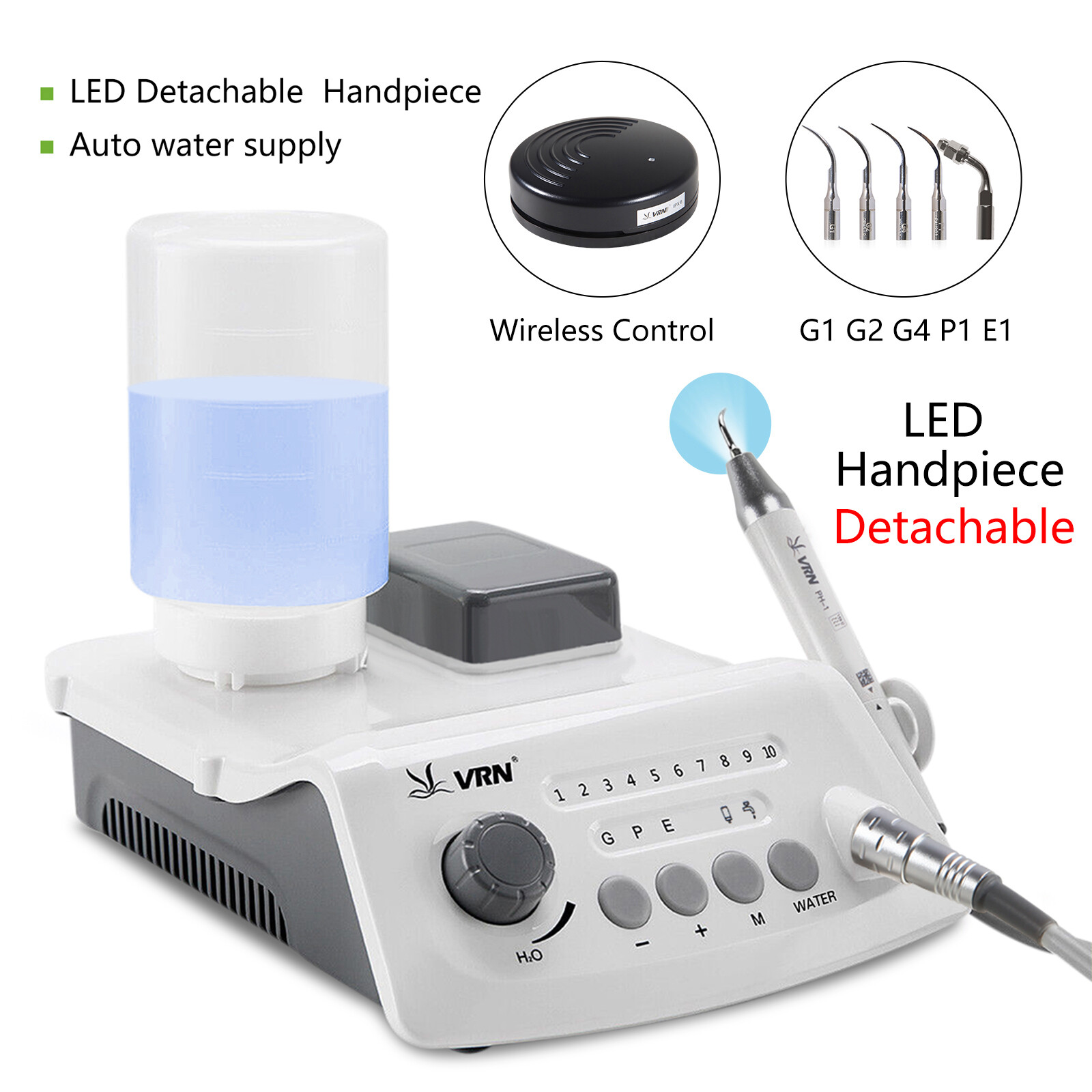 Woodpecker Style Dental LED Cordless Ultrasonic Scaler &LED Detachable Handpiece