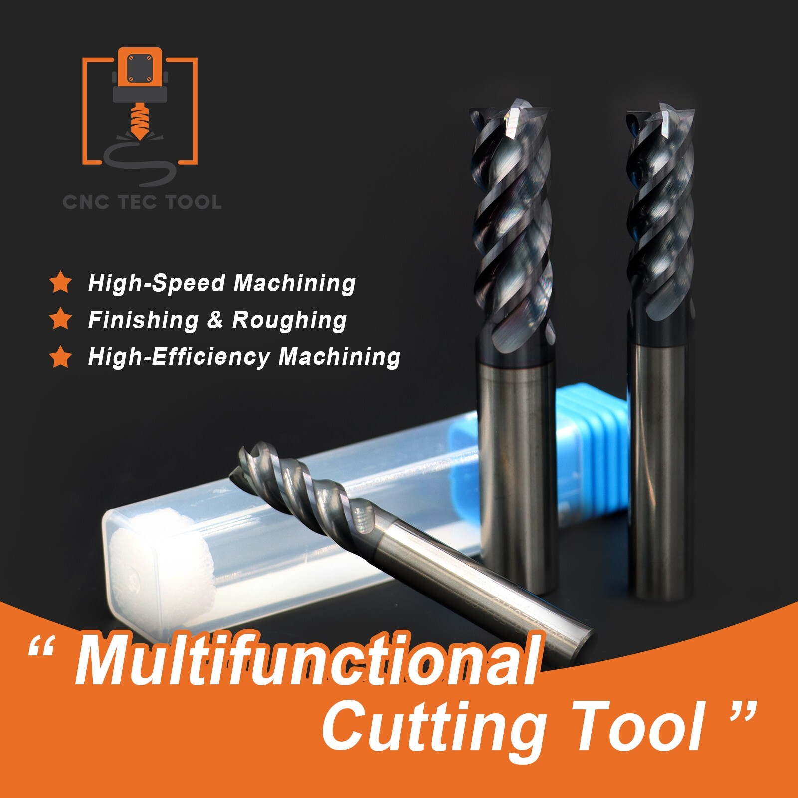 1 PCS 5/8" 4 Flutes Square 45° Helix Carbide End Mill Bits AlTiCrN Coated HRC 50