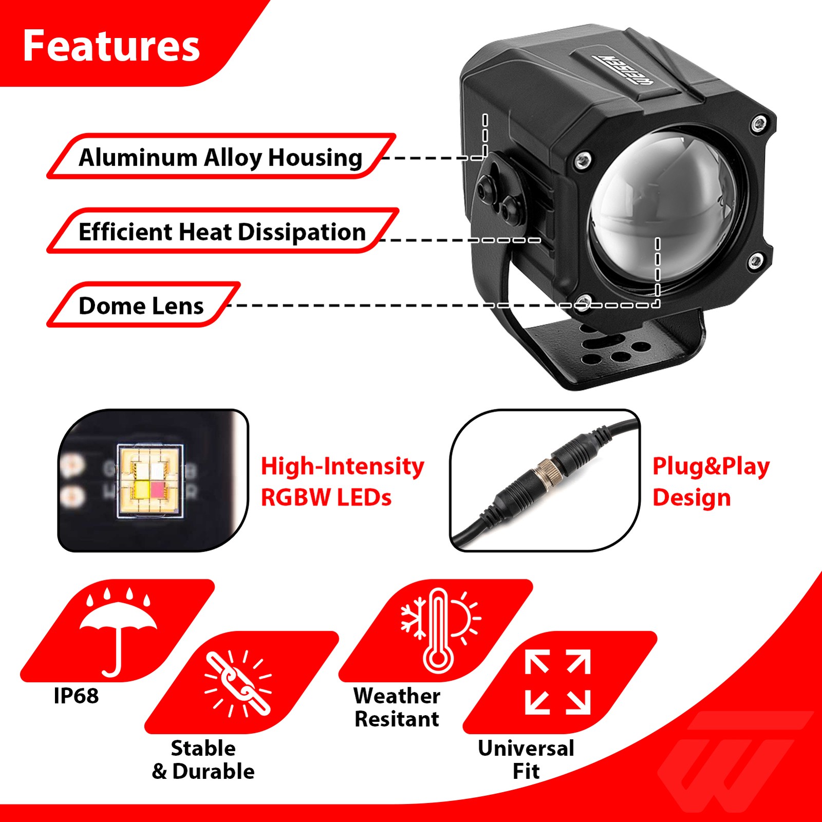 Laser Whip Lights Whipless LED 2PCS for Polaris RZR/Maverick X3/Zforce ATV UTV