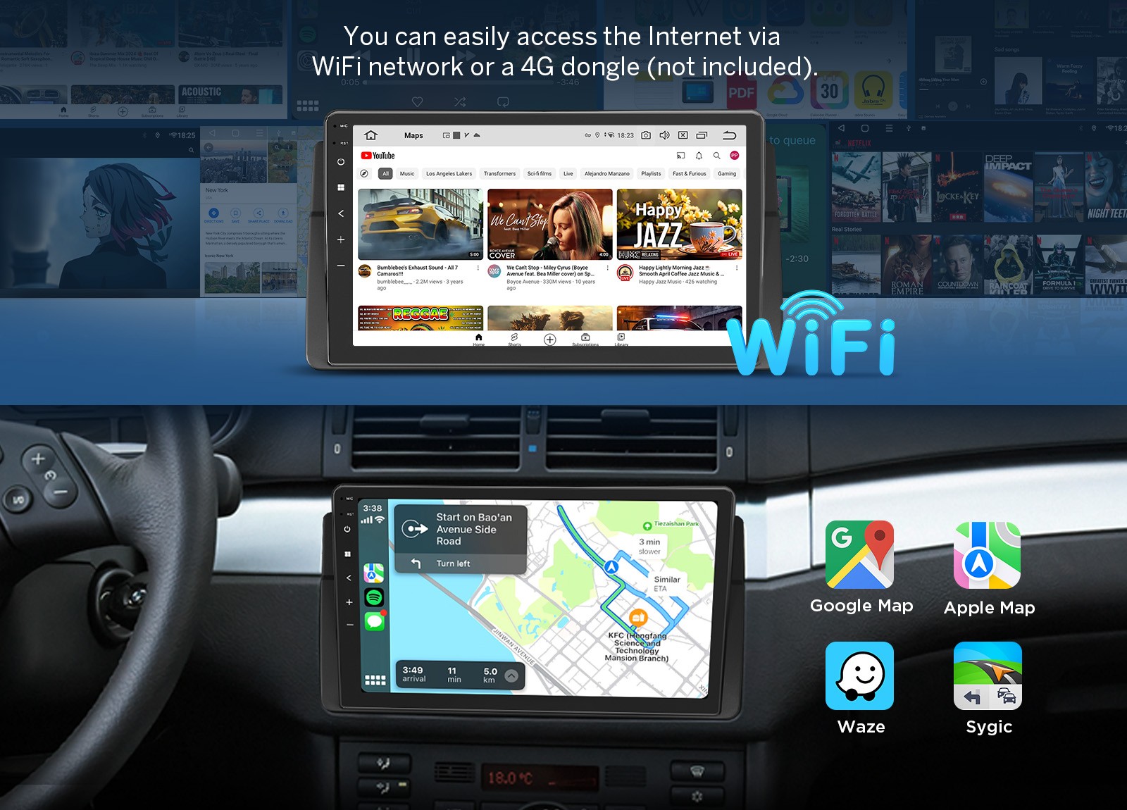 CAM+DVR+9"Android Auto 14 for BMW E46 325i 328i 330i Car Radio Head Unit CarPlay