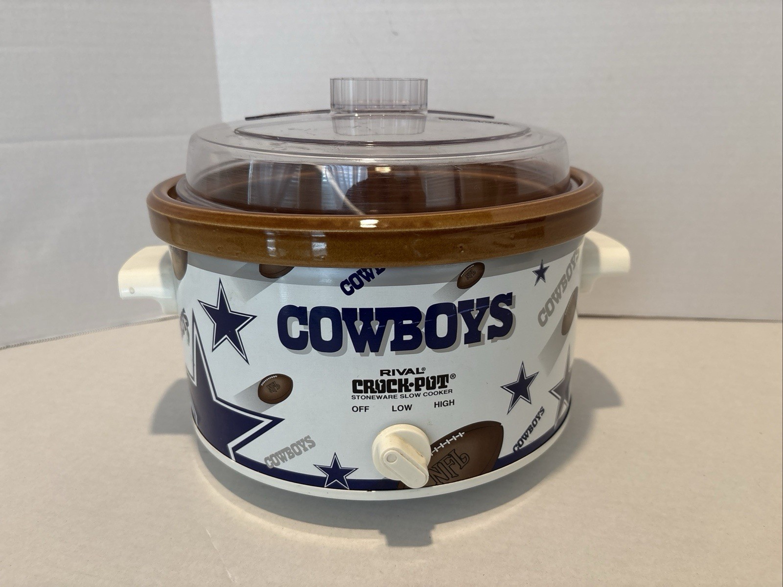 VINTAGE Rival Dallas Cowboys Slow Cooker Crockpot Stoneware 4qt