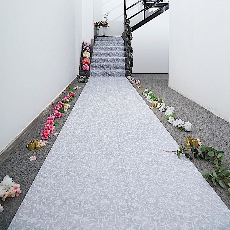 50 feet AISLE RUNNER White Floral Lace Wedding Ceremony Party Events Decorations